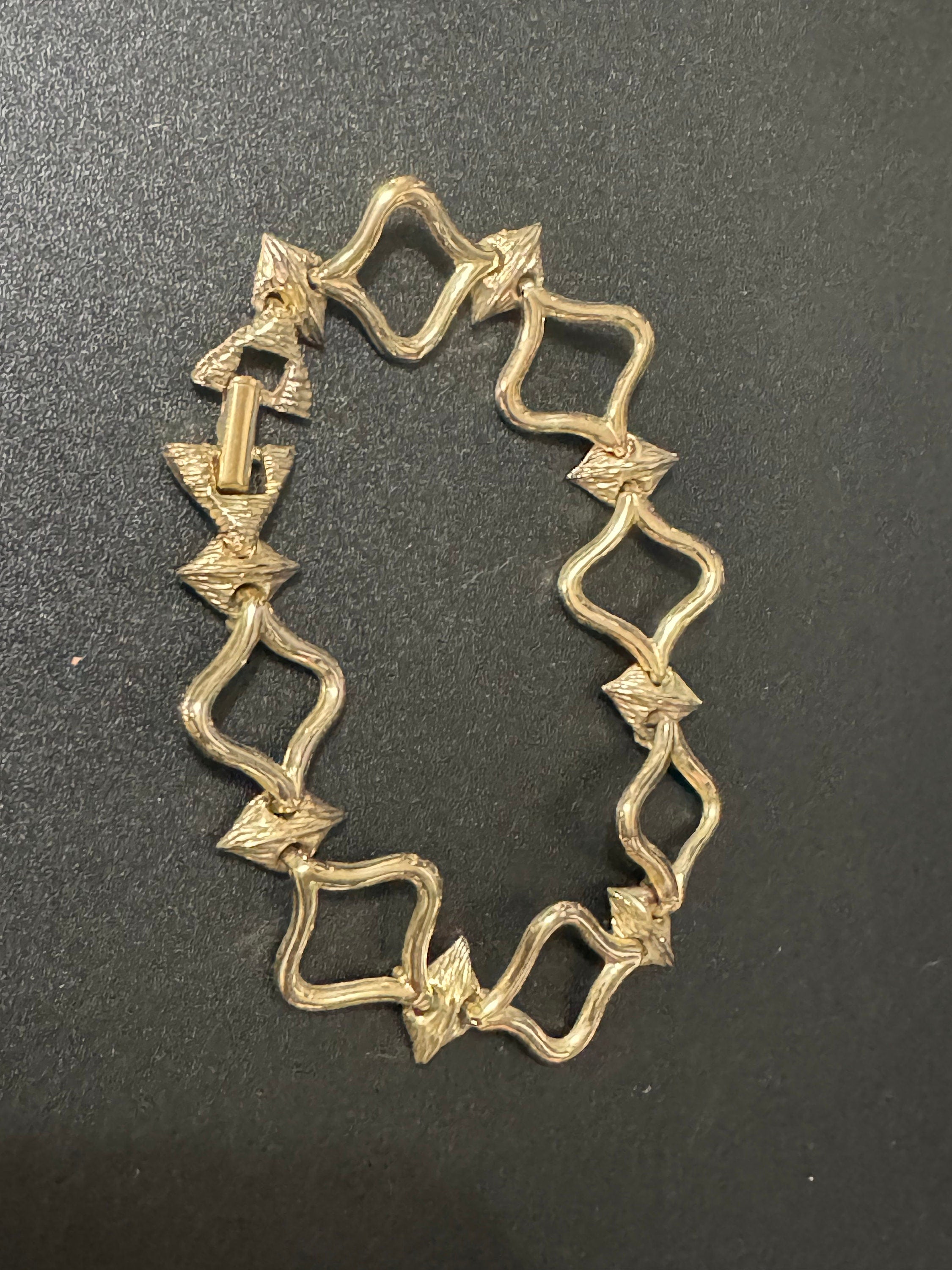 Vintage 1970s brushed gold tone panel link bracelet 20cm