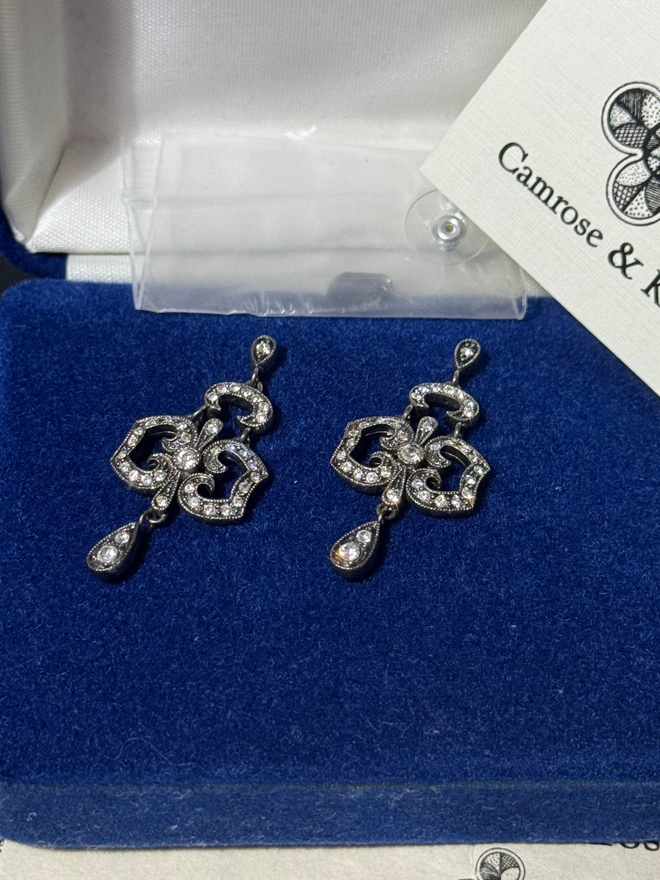 Vintage JBK Camrose & Kross Rhinestone Drop Earrings