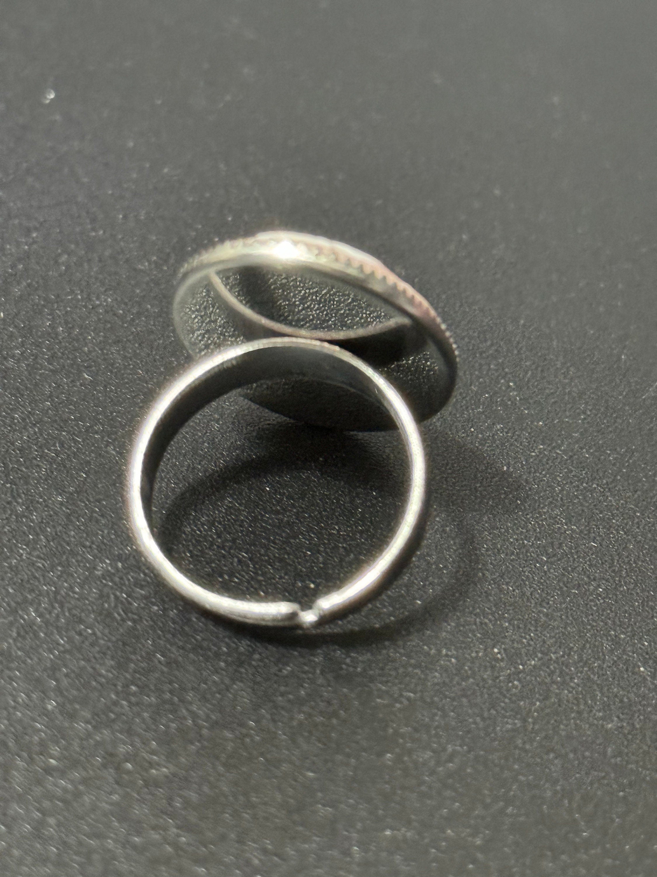 Pink resin cameo lady ring adjustable non tarnish stainless steel