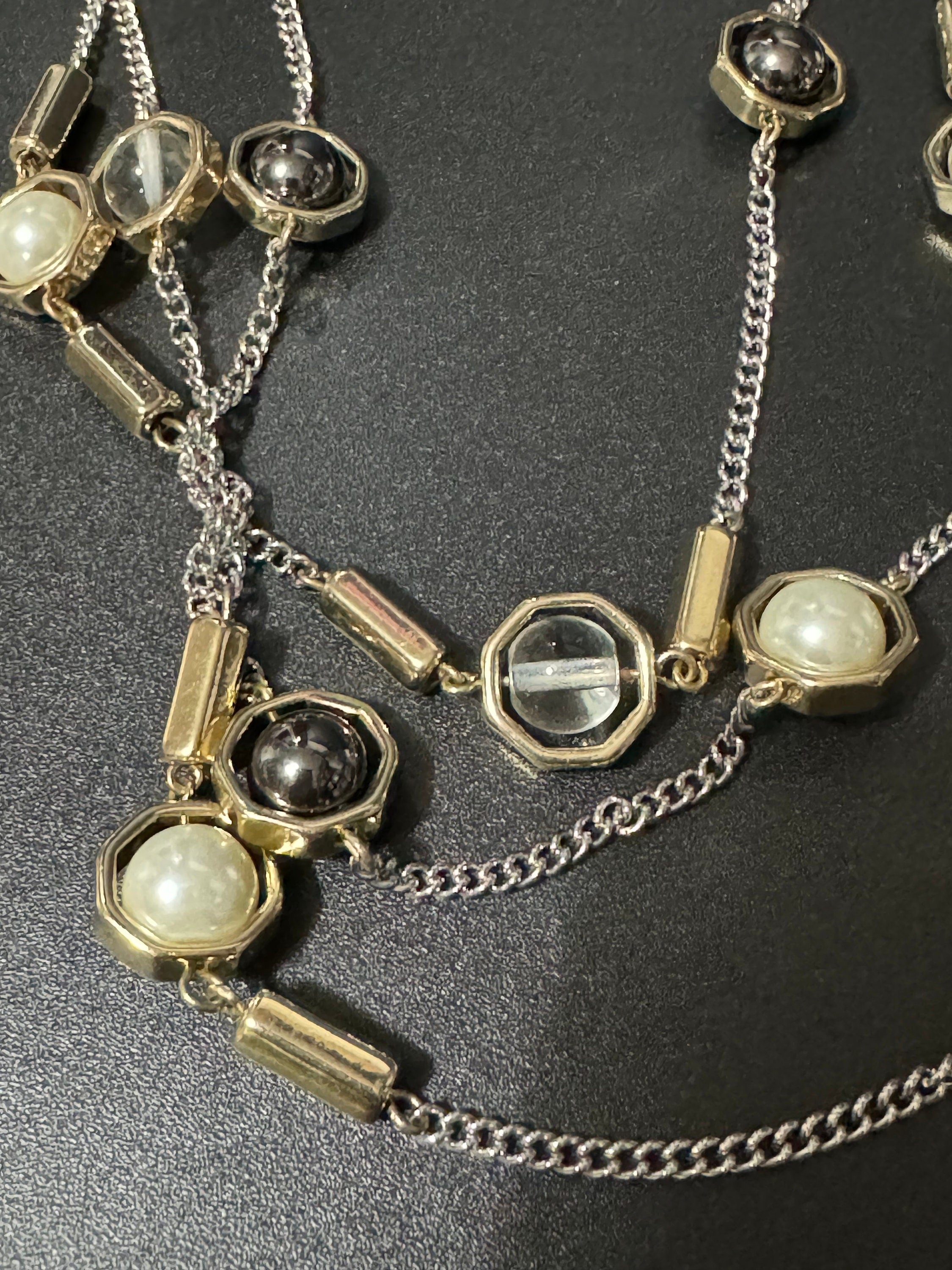 Vintage multi strand cream grey pearl necklace