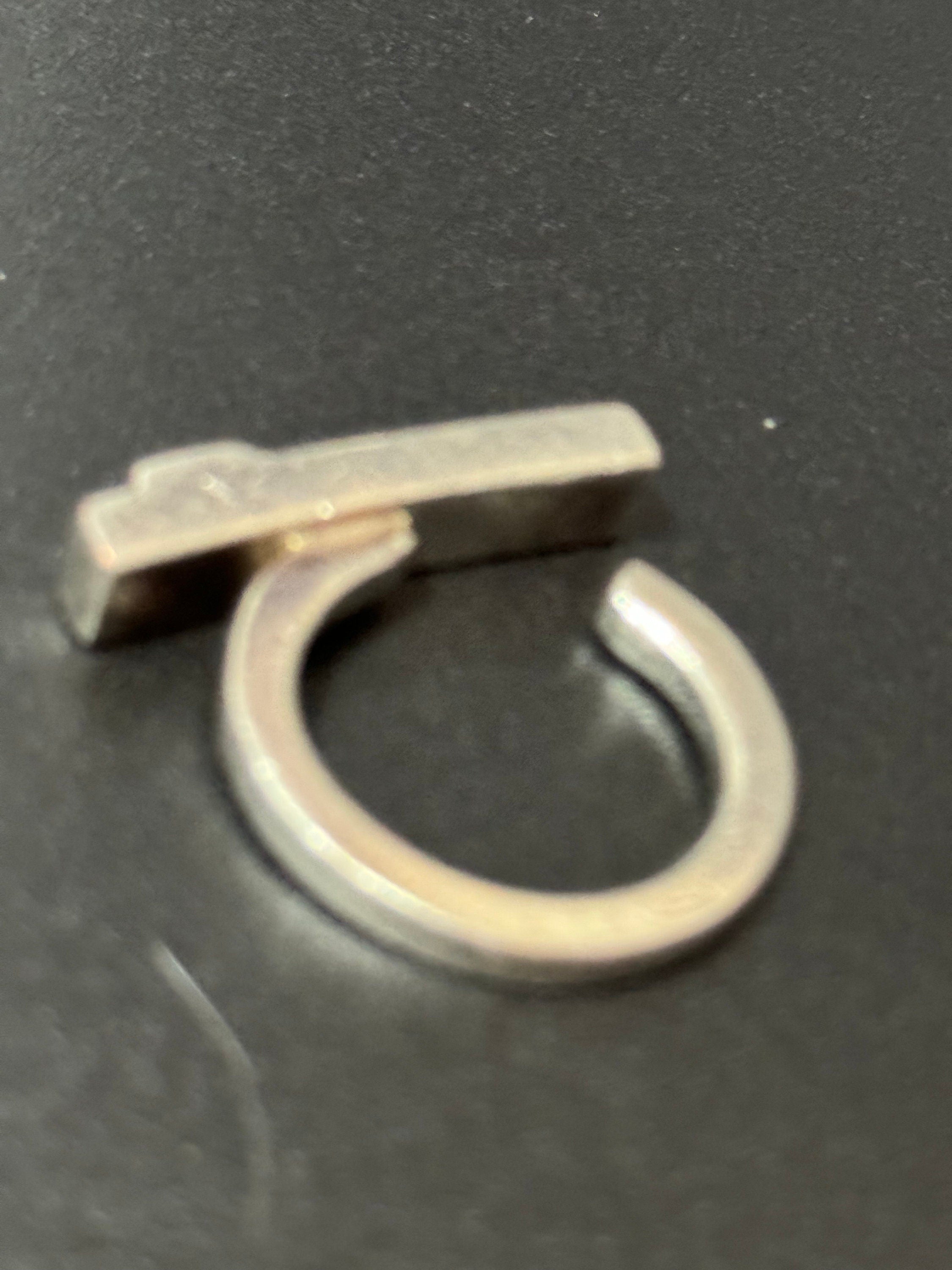 Signed SIDNEY CARRON Paris modernist diamanté ring French designer silver tone size N