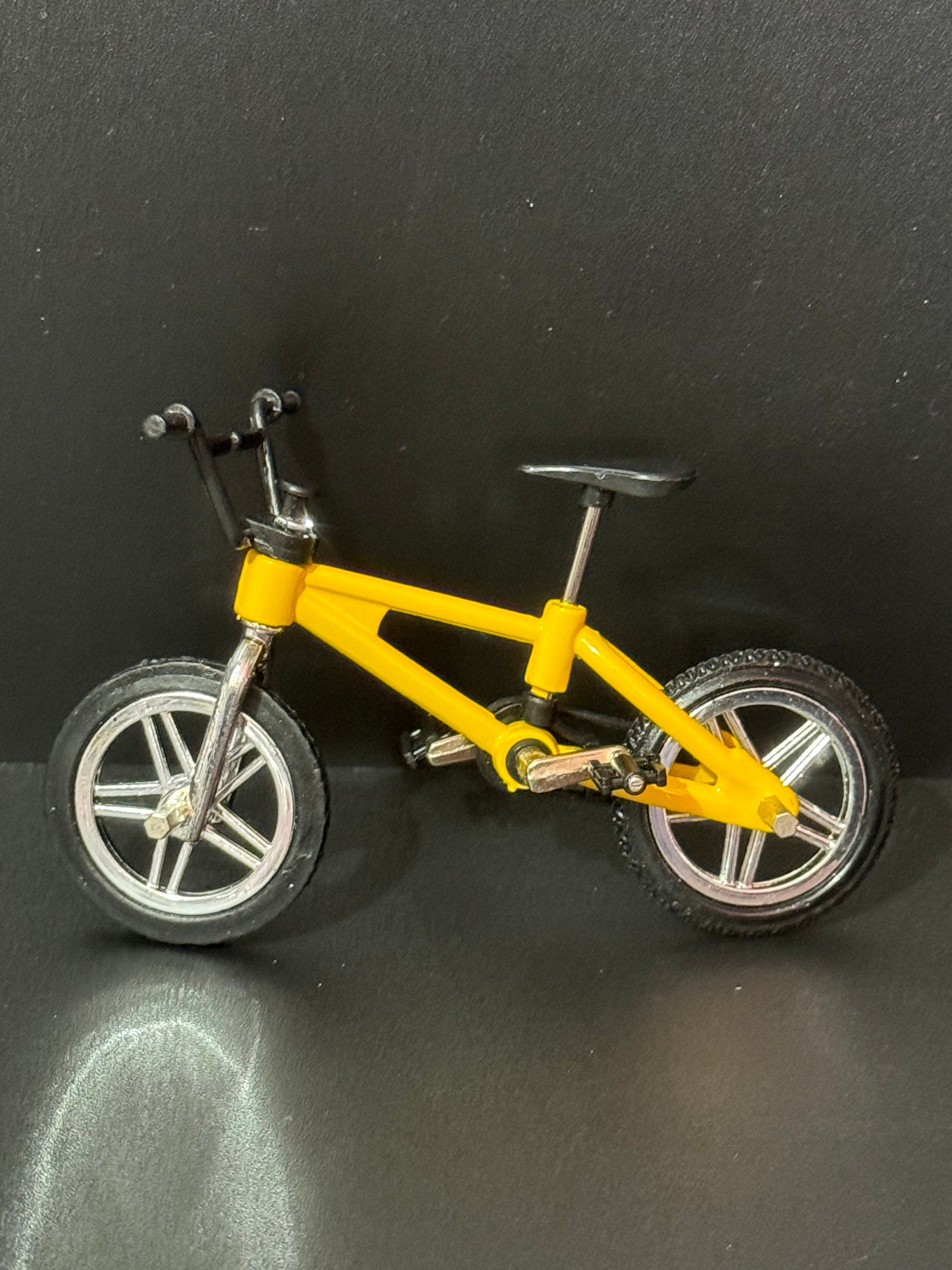 Miniature plastic light orange mountain bike BMX cake topper decoration