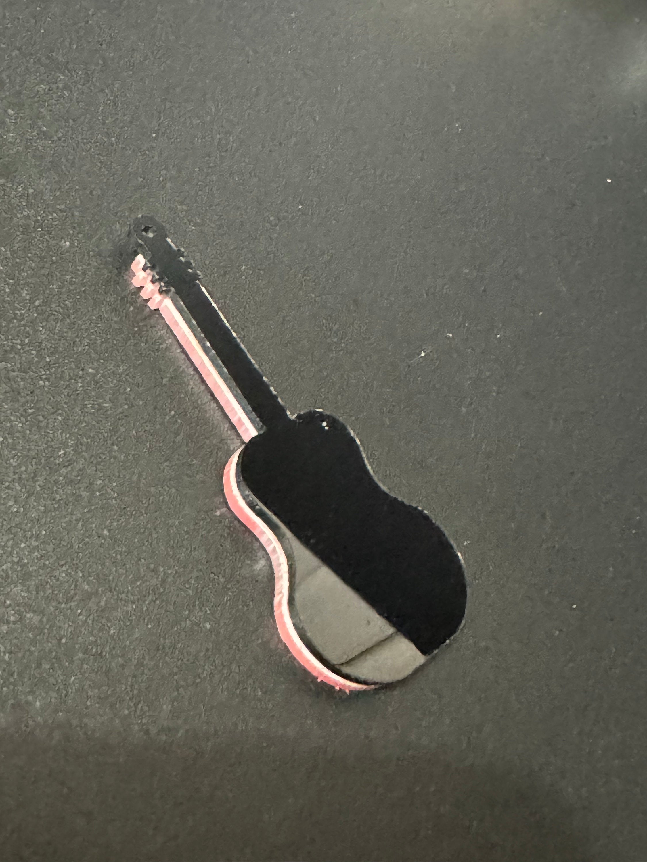 Girls Bright pink acoustic guitar cake topper decoration dolls house miniature musical instrument for guitarist