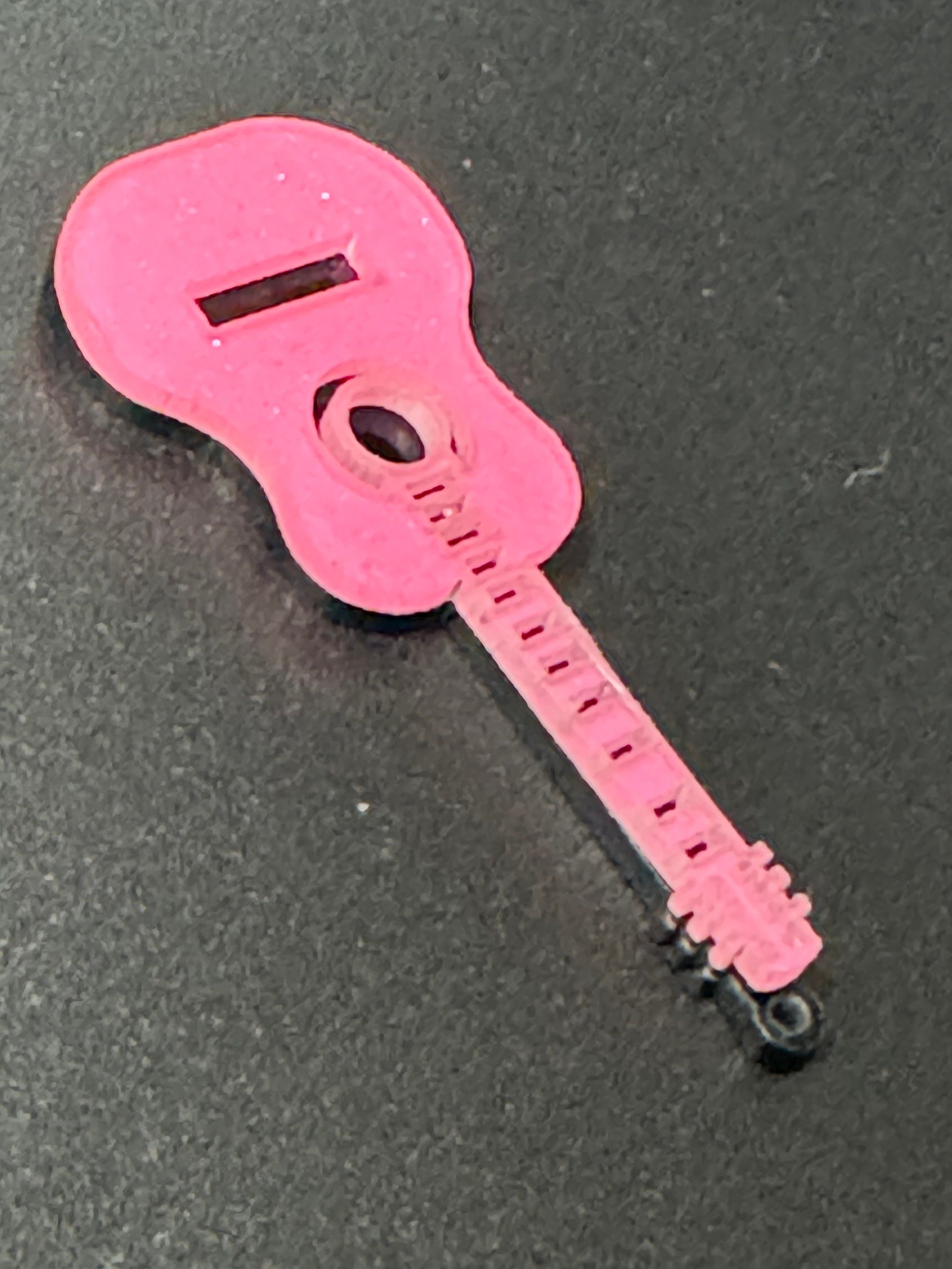 Girls Bright pink acoustic guitar cake topper decoration dolls house miniature musical instrument for guitarist
