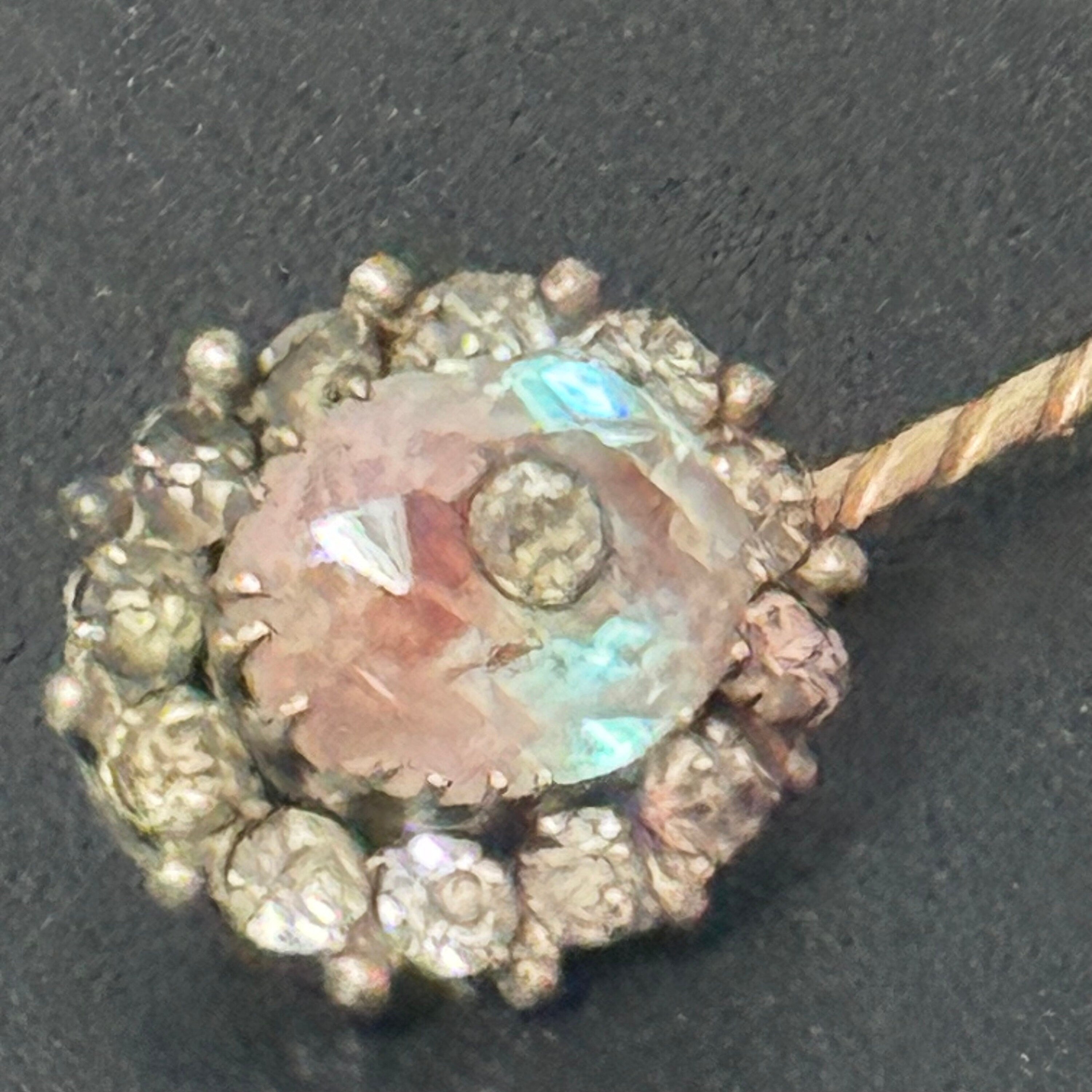 Antique Saphiret Gemstone Stick Pin: Silver & Gold Tone Cravat Pin