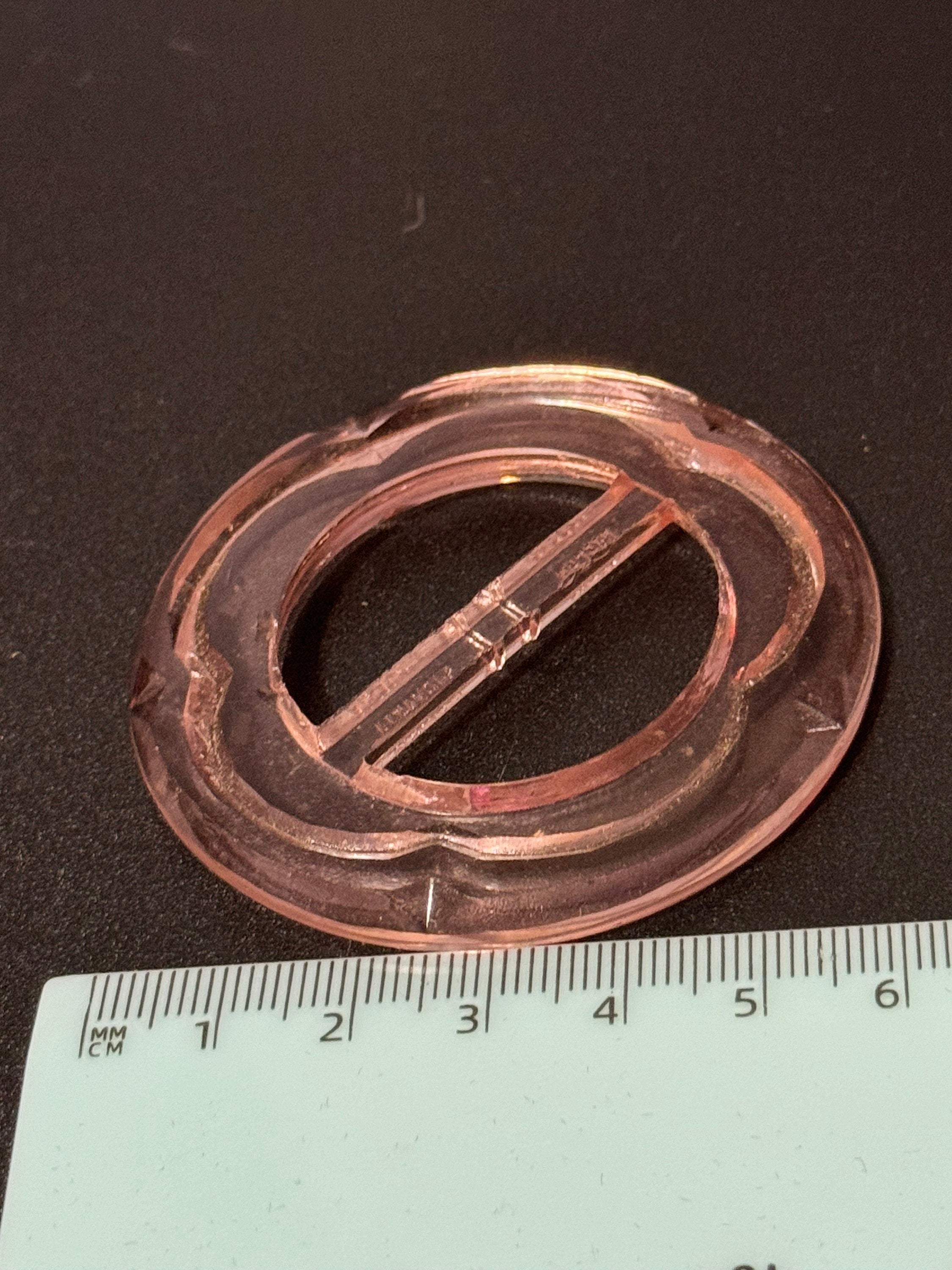 Czech Glass vintage Antique large Soft pink glass belt buckle Haberdashery Sewing dressmaking