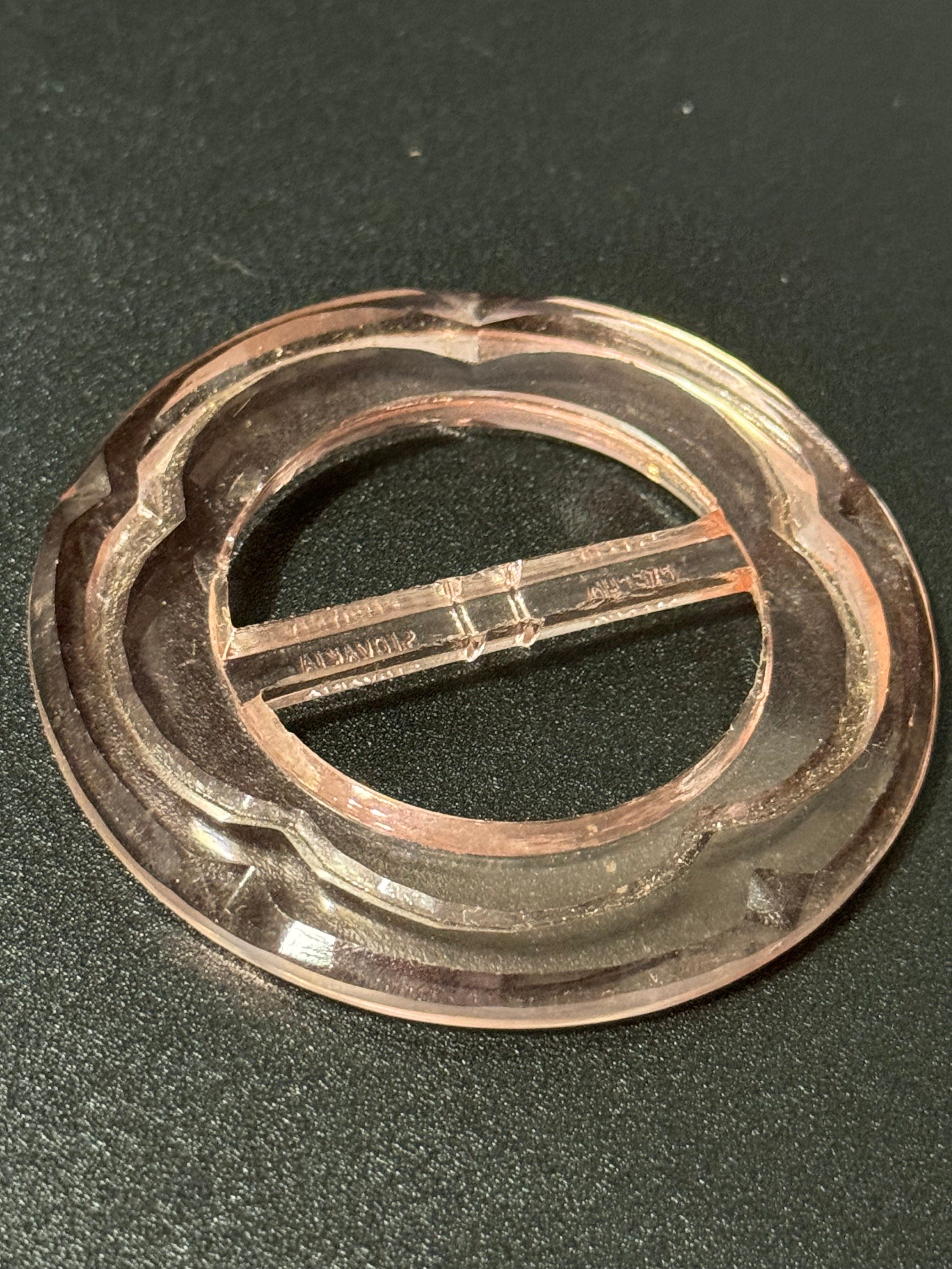 Czech Glass vintage Antique large Soft pink glass belt buckle Haberdashery Sewing dressmaking