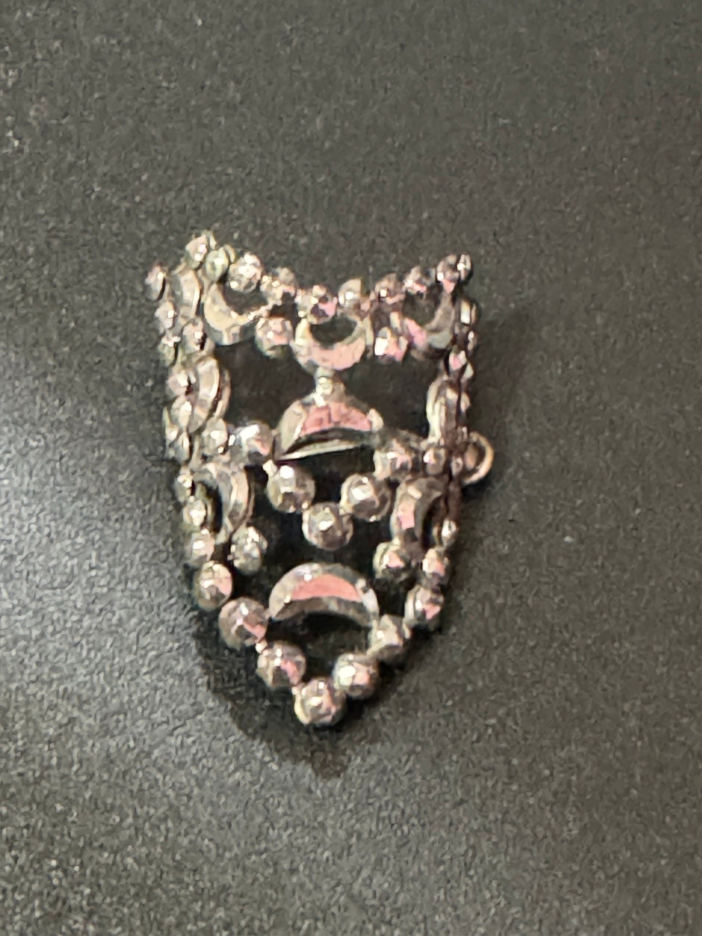 Antique Cut Steel Scarf Clip Ring Holder: Victorian Hinged Metal