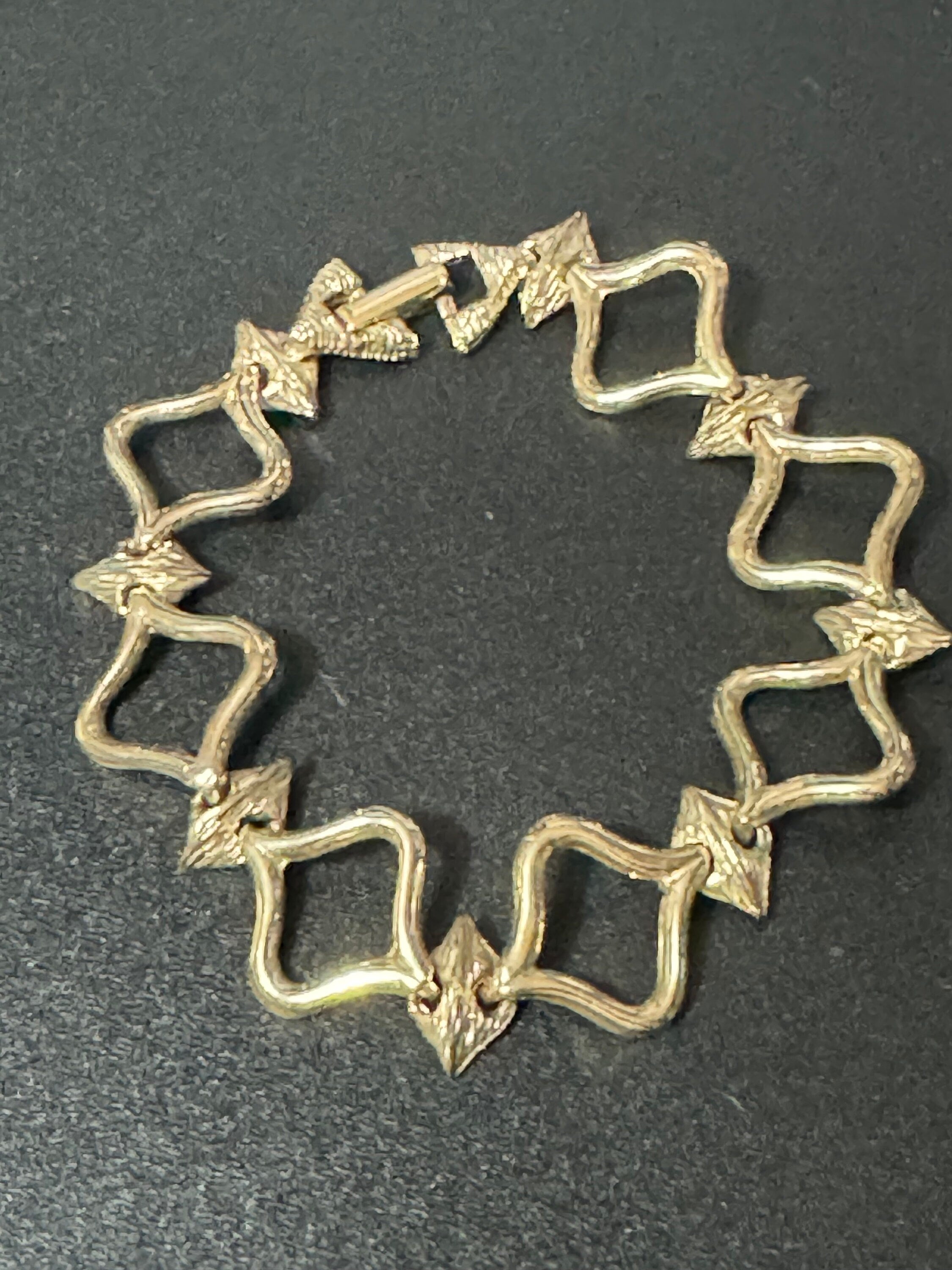Vintage 1970s brushed gold tone panel link bracelet 20cm