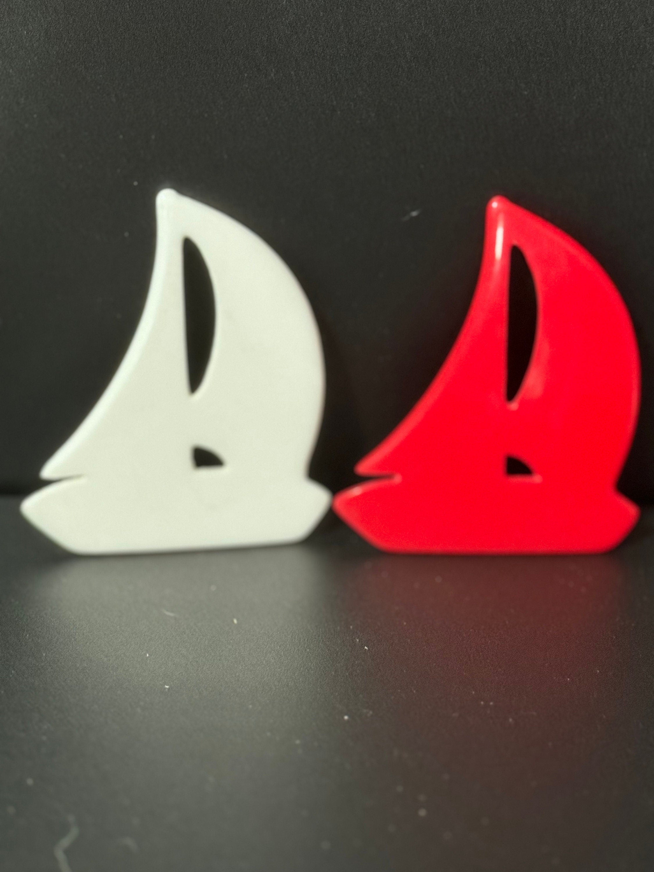 Oversized true vintage French early plastic celluloid white nautical sailing yacht boat Brooch