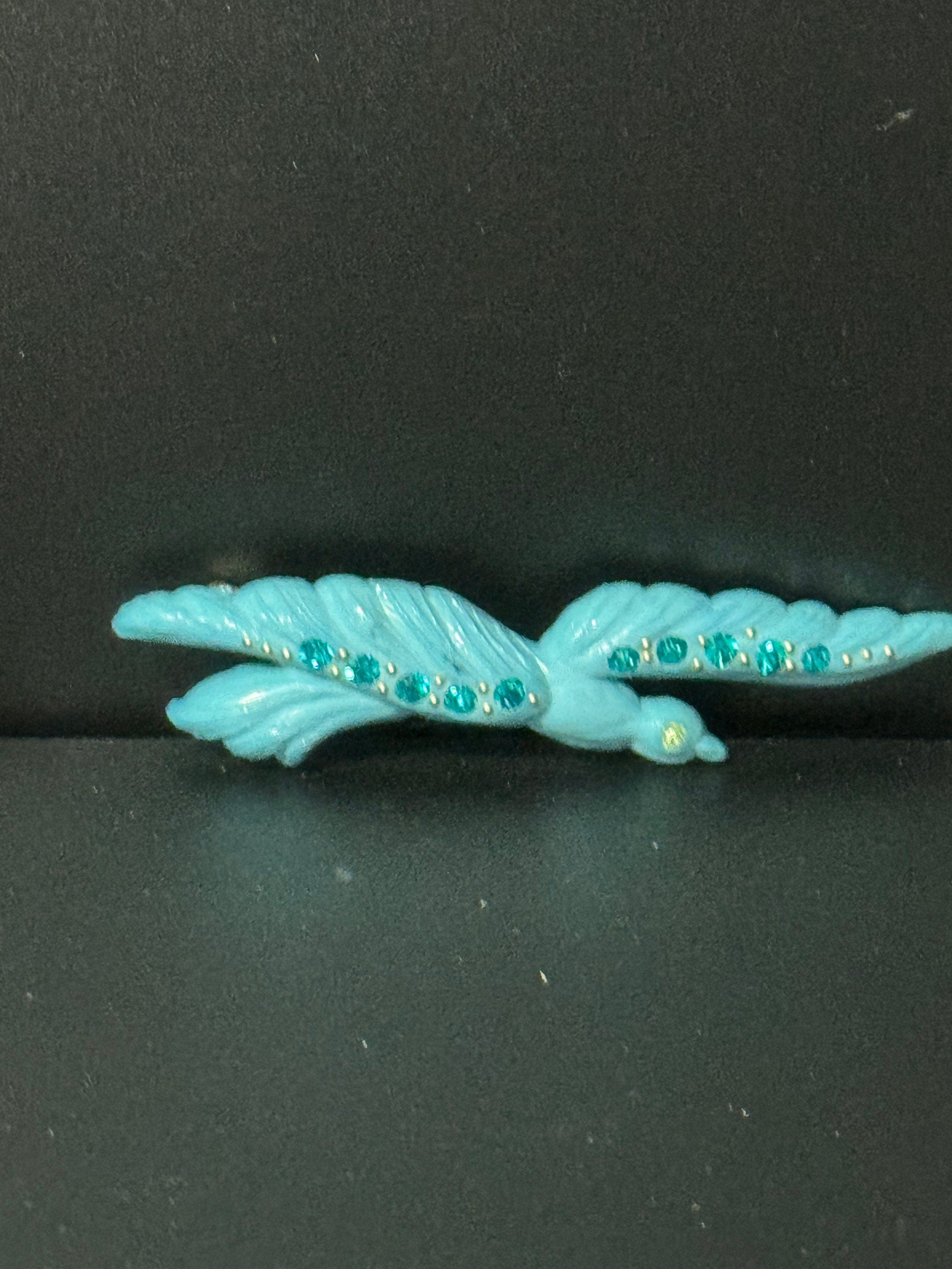 Oversized 9cm French early plastic turquoise blue nautical flying seagull bird Brooch