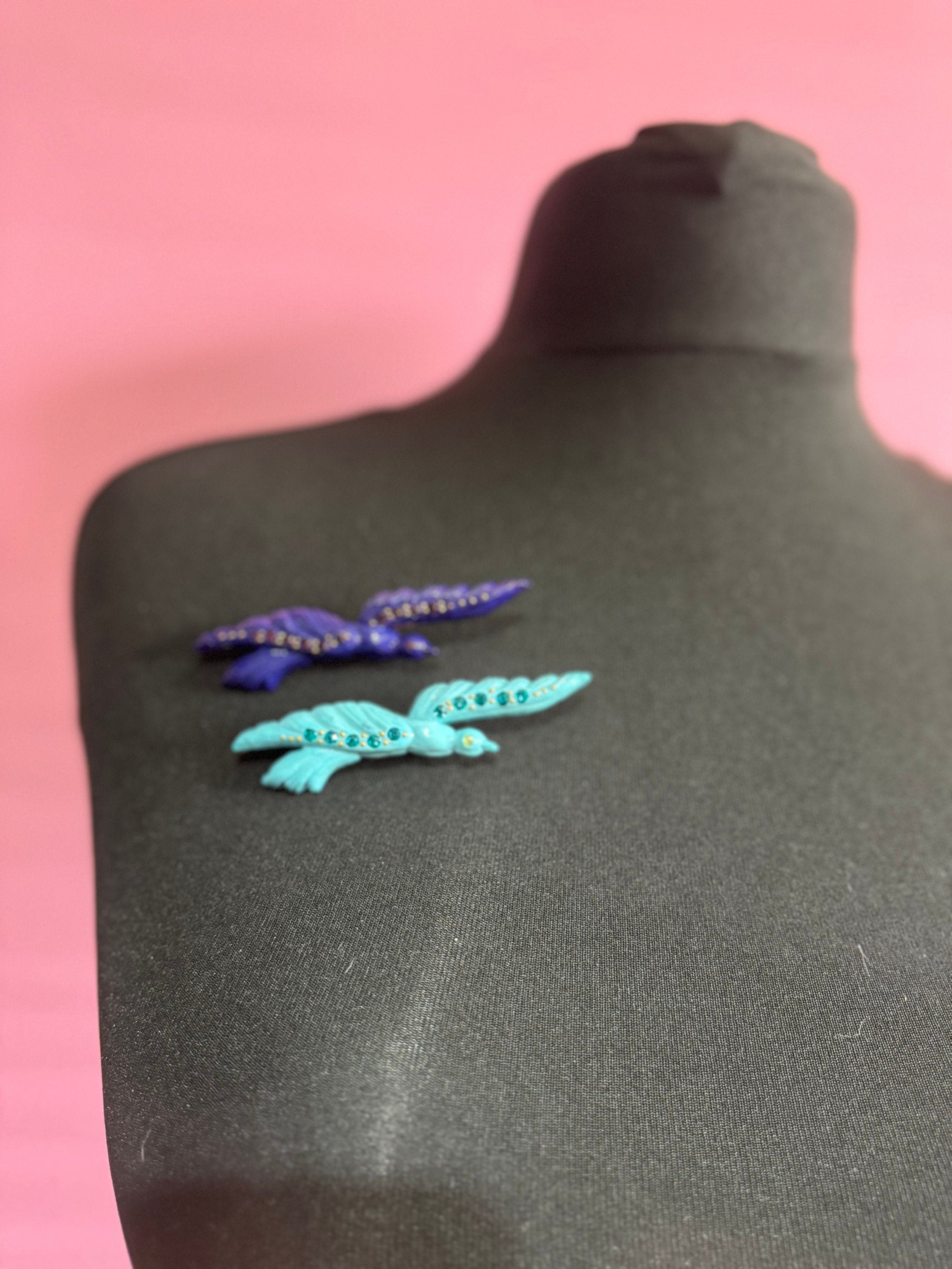 Oversized 9cm French early plastic turquoise blue nautical flying seagull bird Brooch