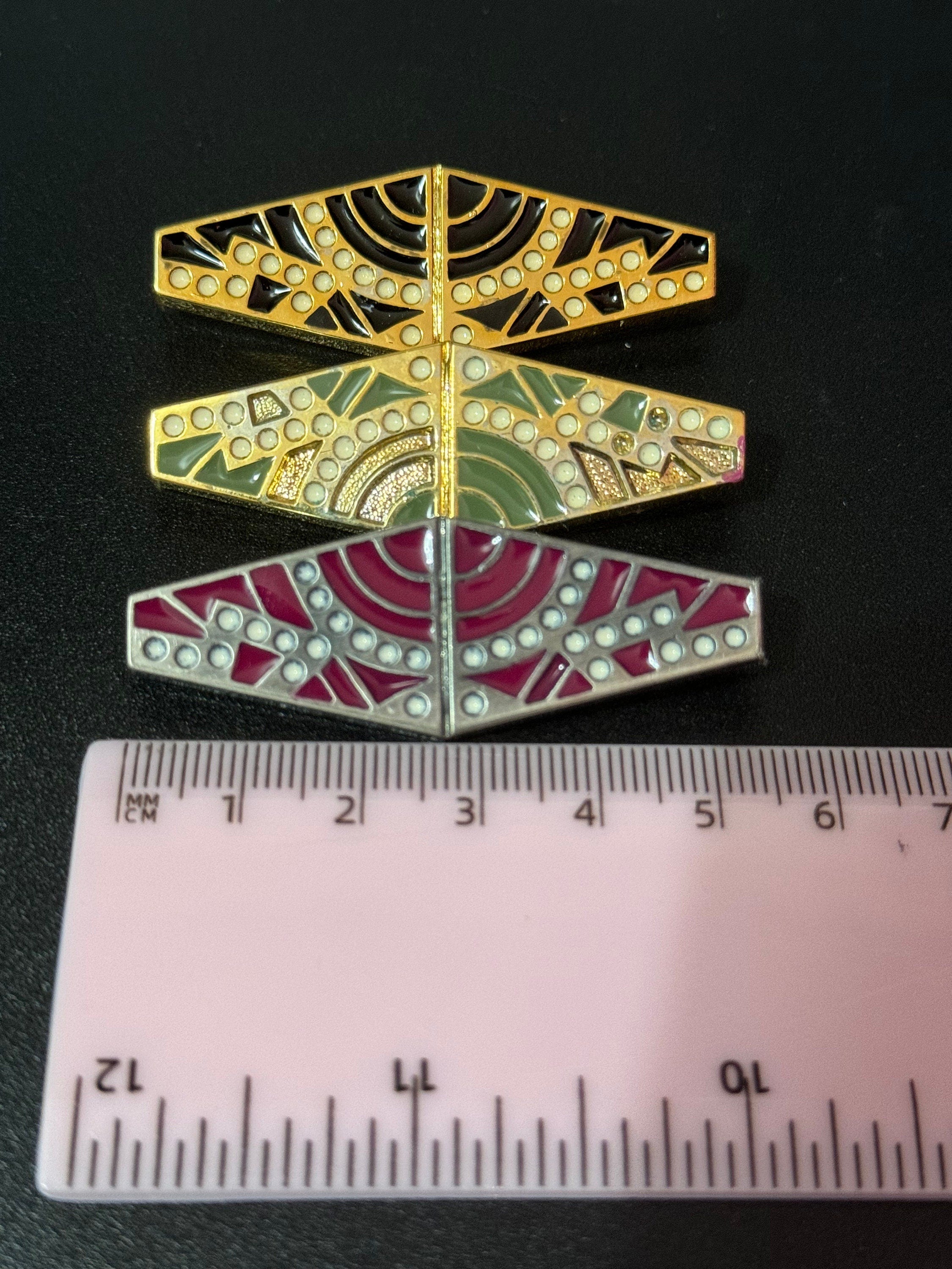 Vintage Art Deco Brooch: French Celluloid Plastic Pin, 1960s Style