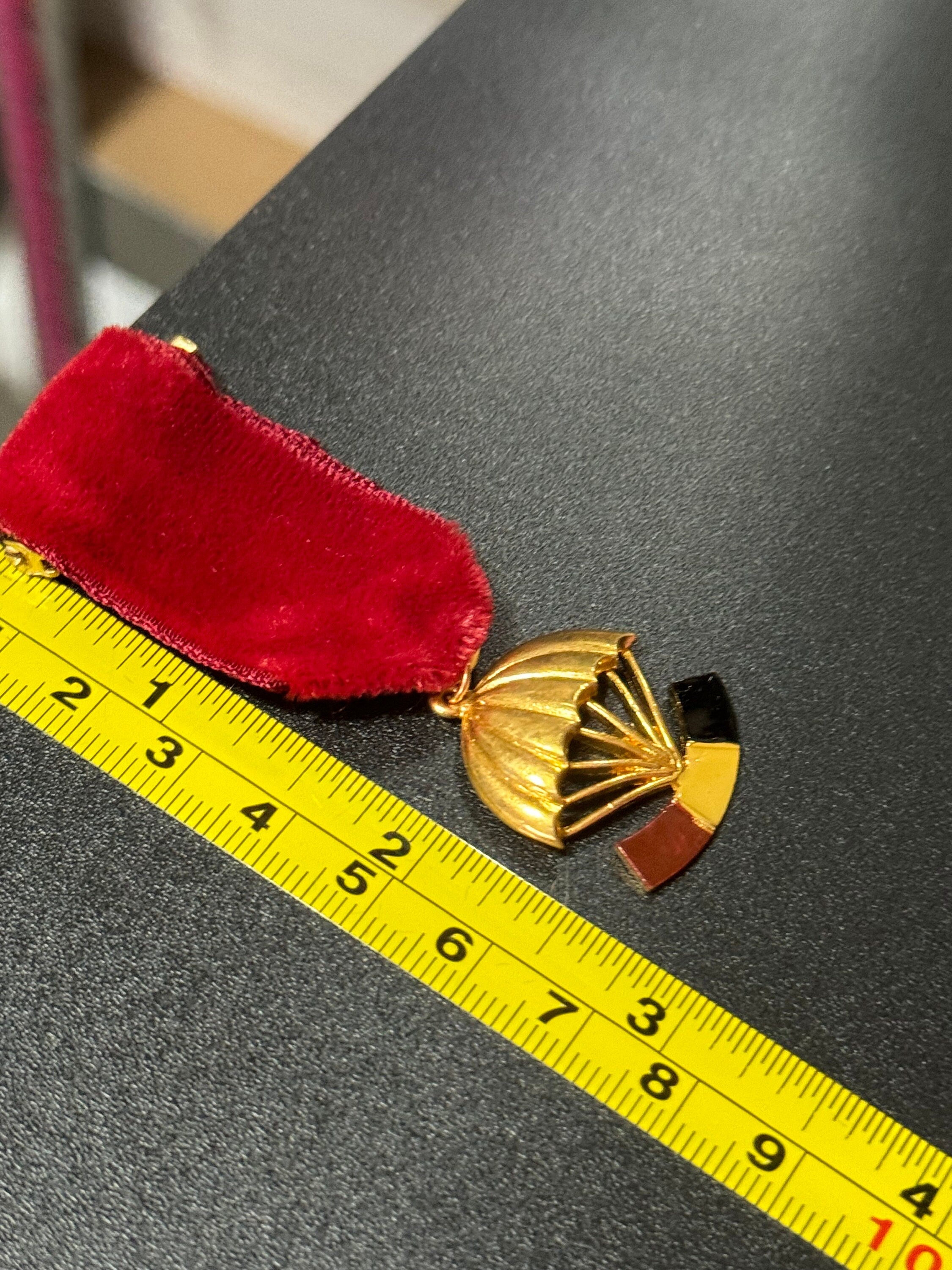 vintage novelty French velvet faux medal military Brooch parachute regiment Maltese cross