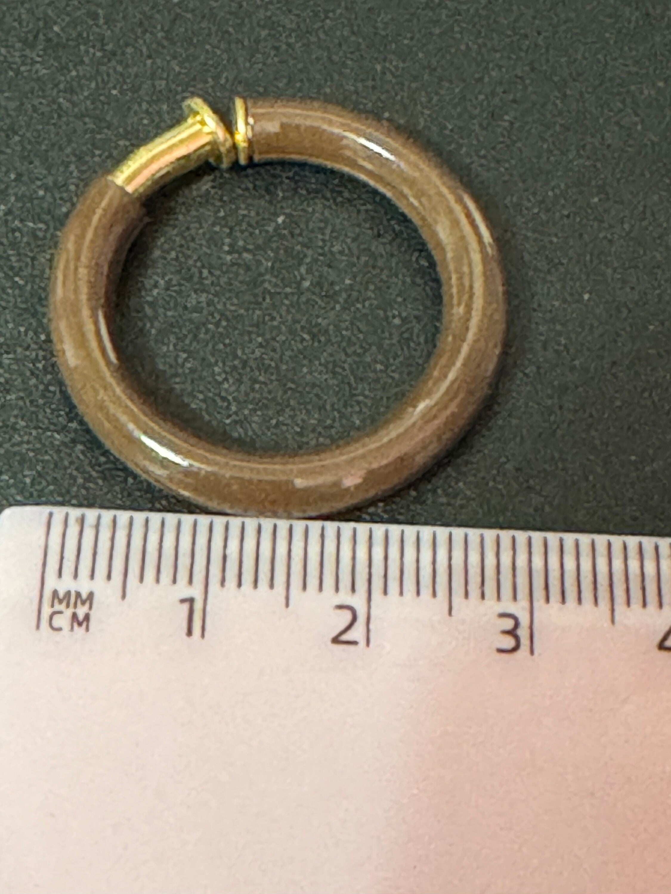 true vintage 1960s French brown enamel metal clip on 3cm round hoop earrings made old shop stock