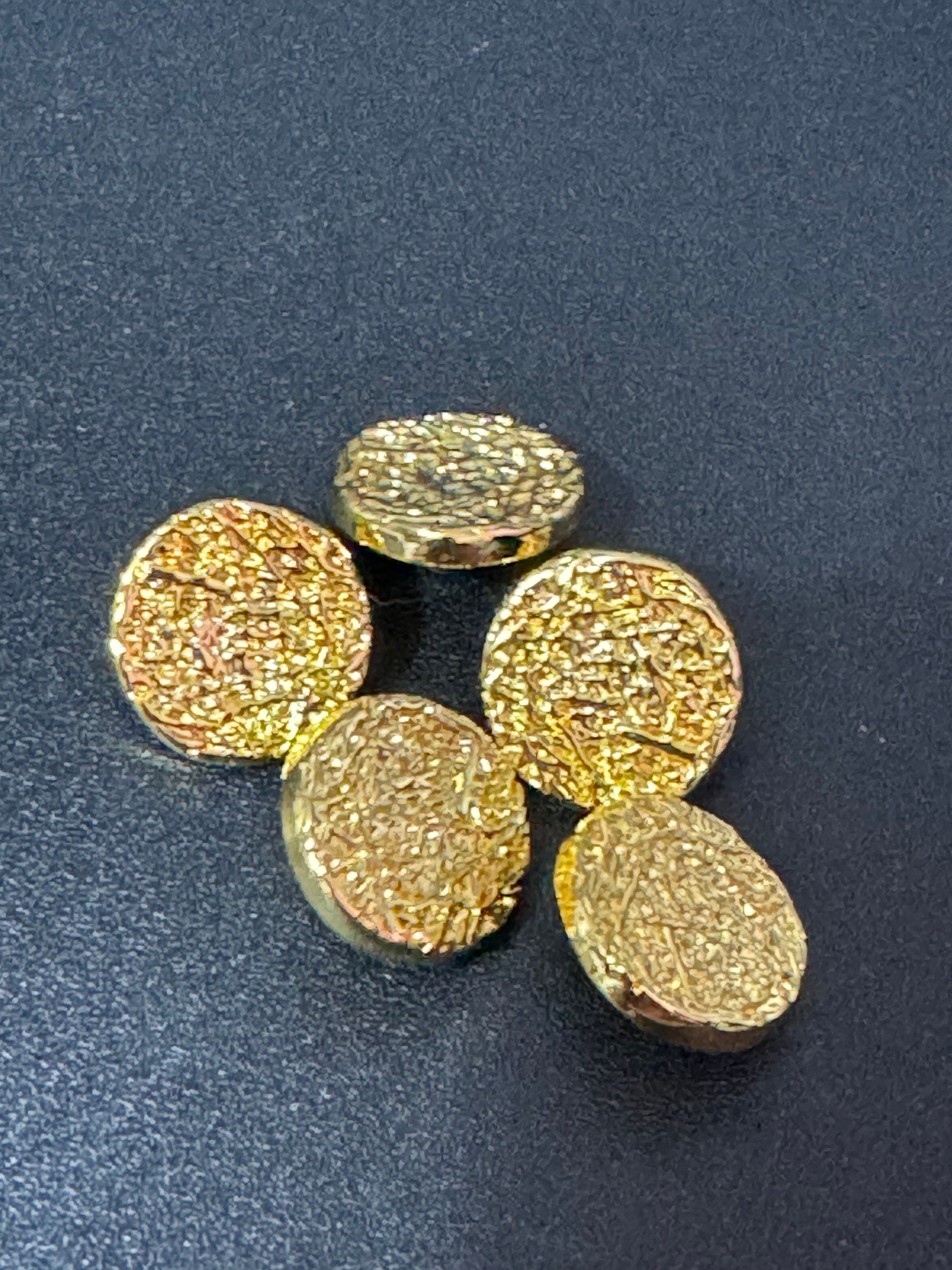 15mm gold textured buttons, Pack of 5 sewing