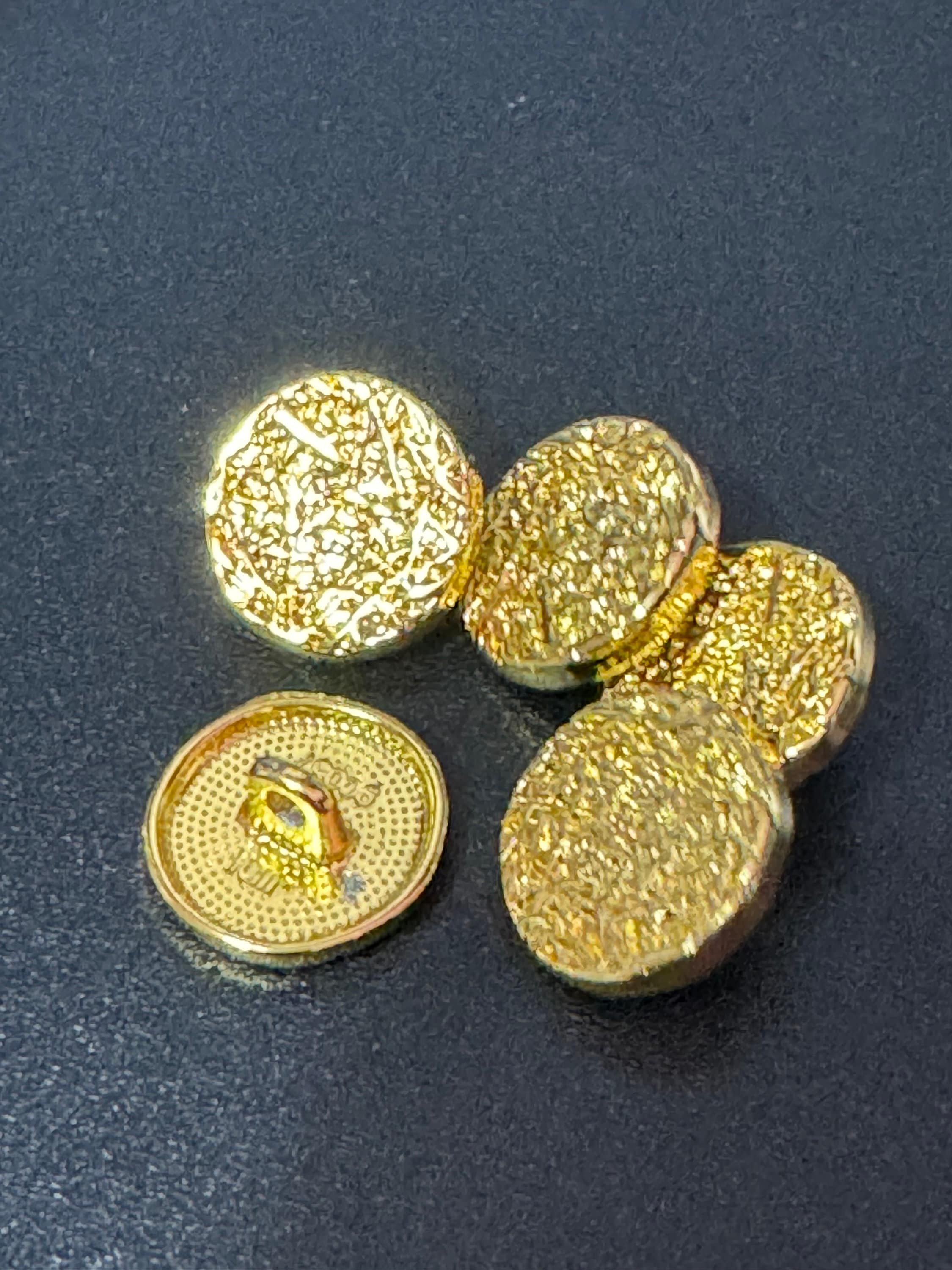 15mm gold textured buttons, Pack of 5 sewing