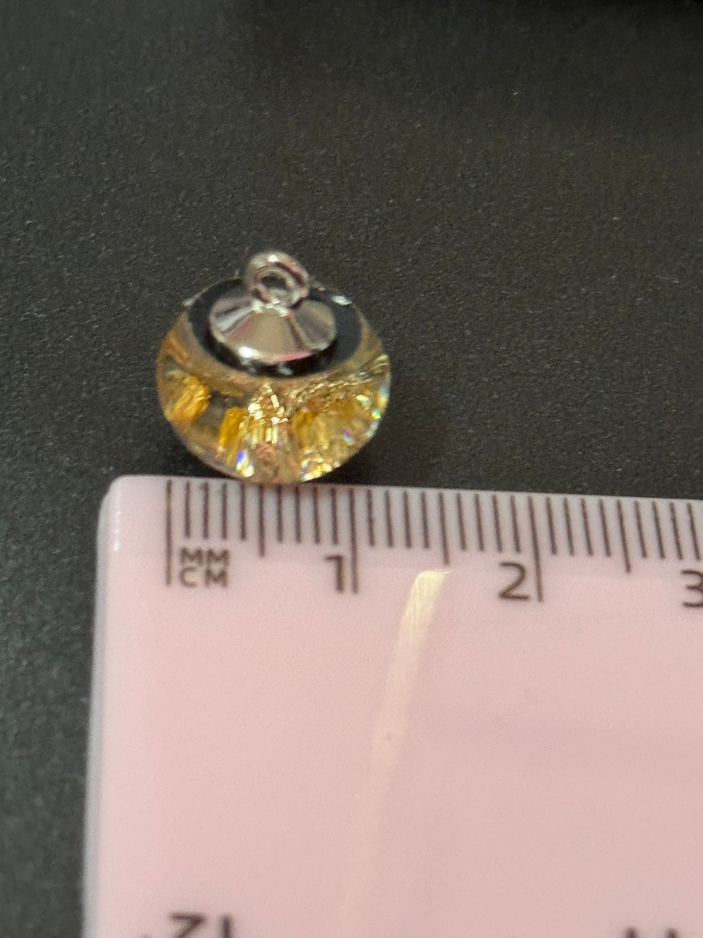 Gold Leaf Acrylic Dome Buttons: Clear Black Shank Buttons (10 pc)