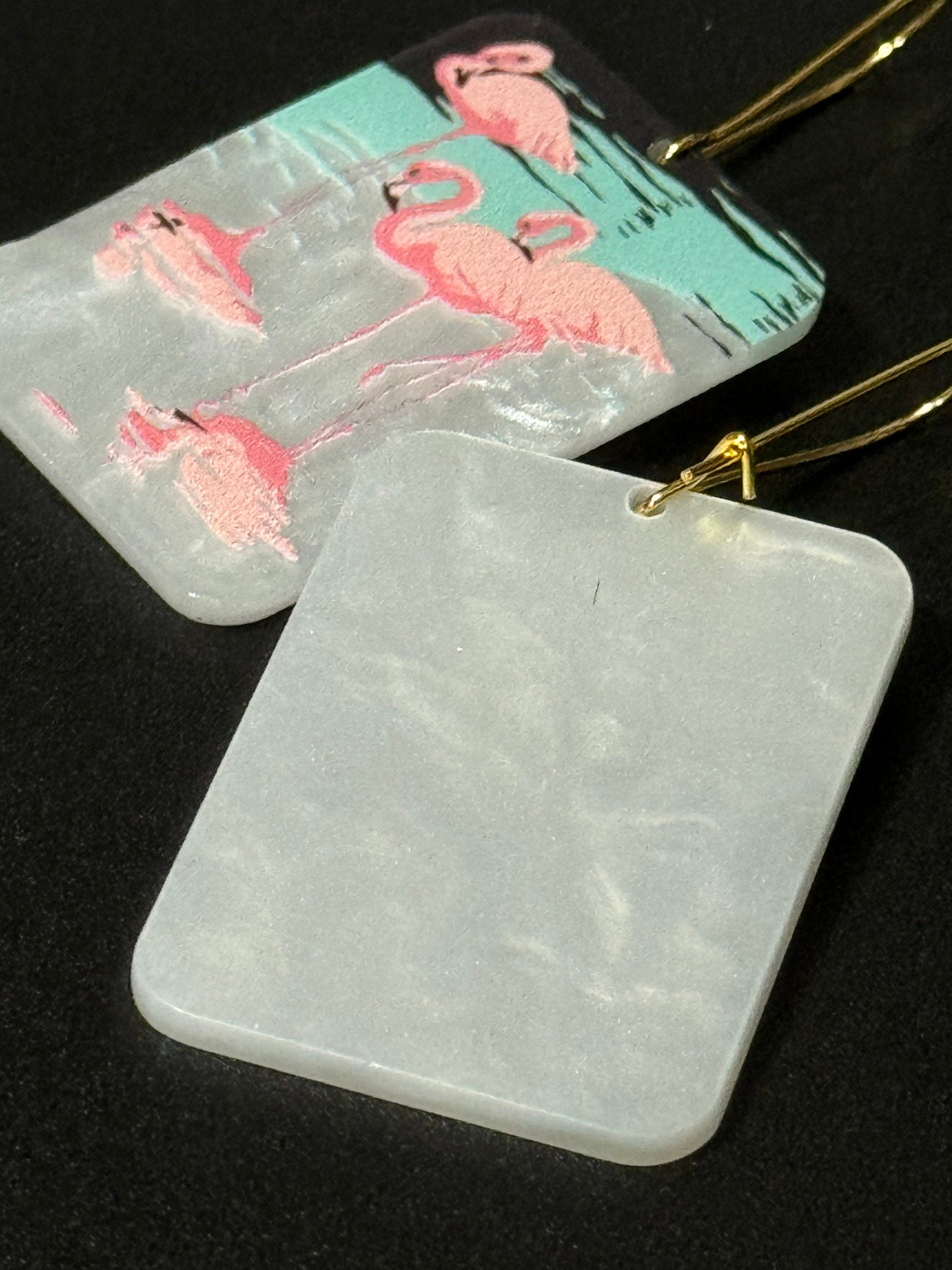 Oversized novelty Bright Pink large pearl Acrylic panel Flamingo drop earrings