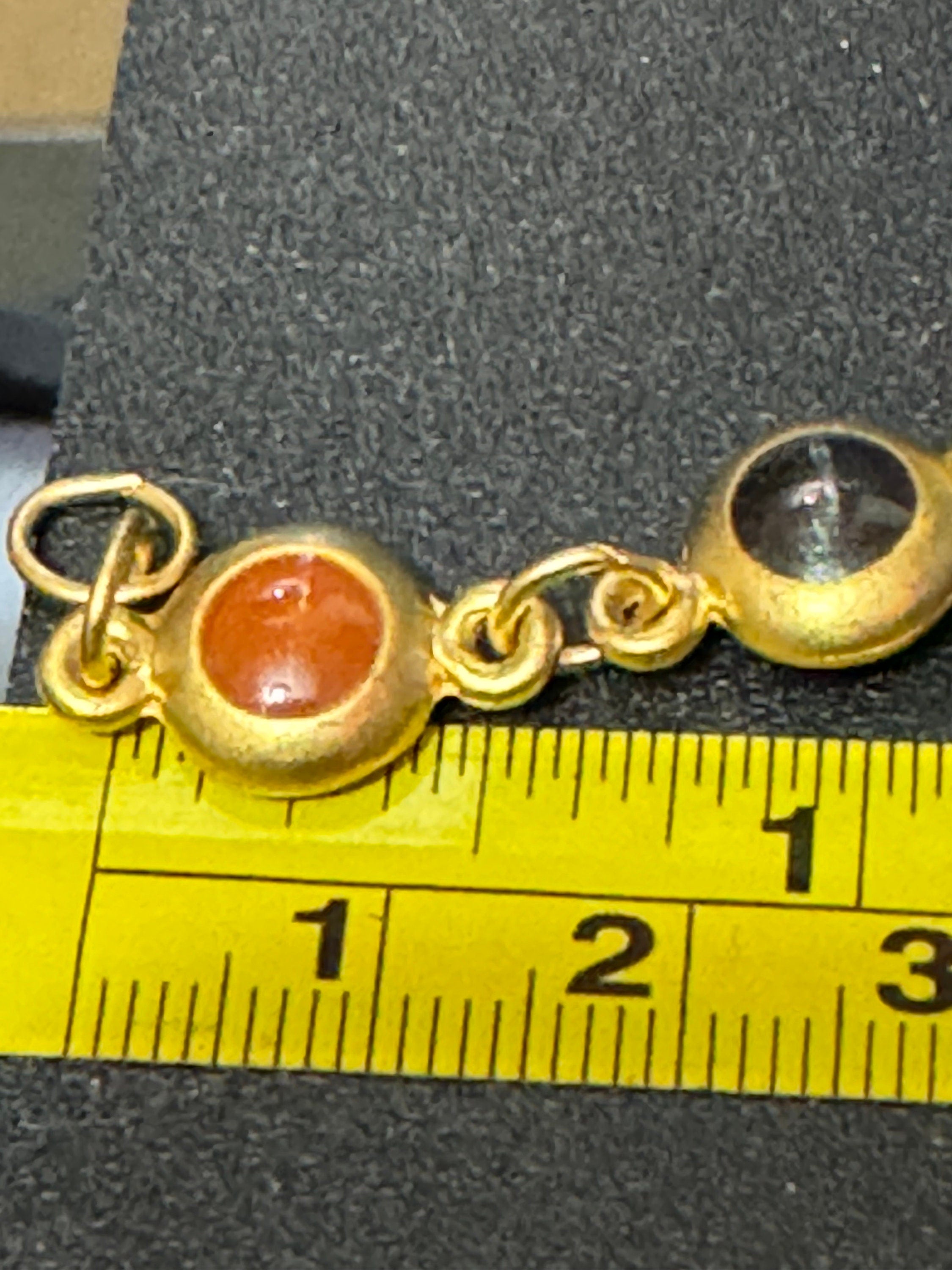 Black and orange chain bracelet 19cm, gold plated