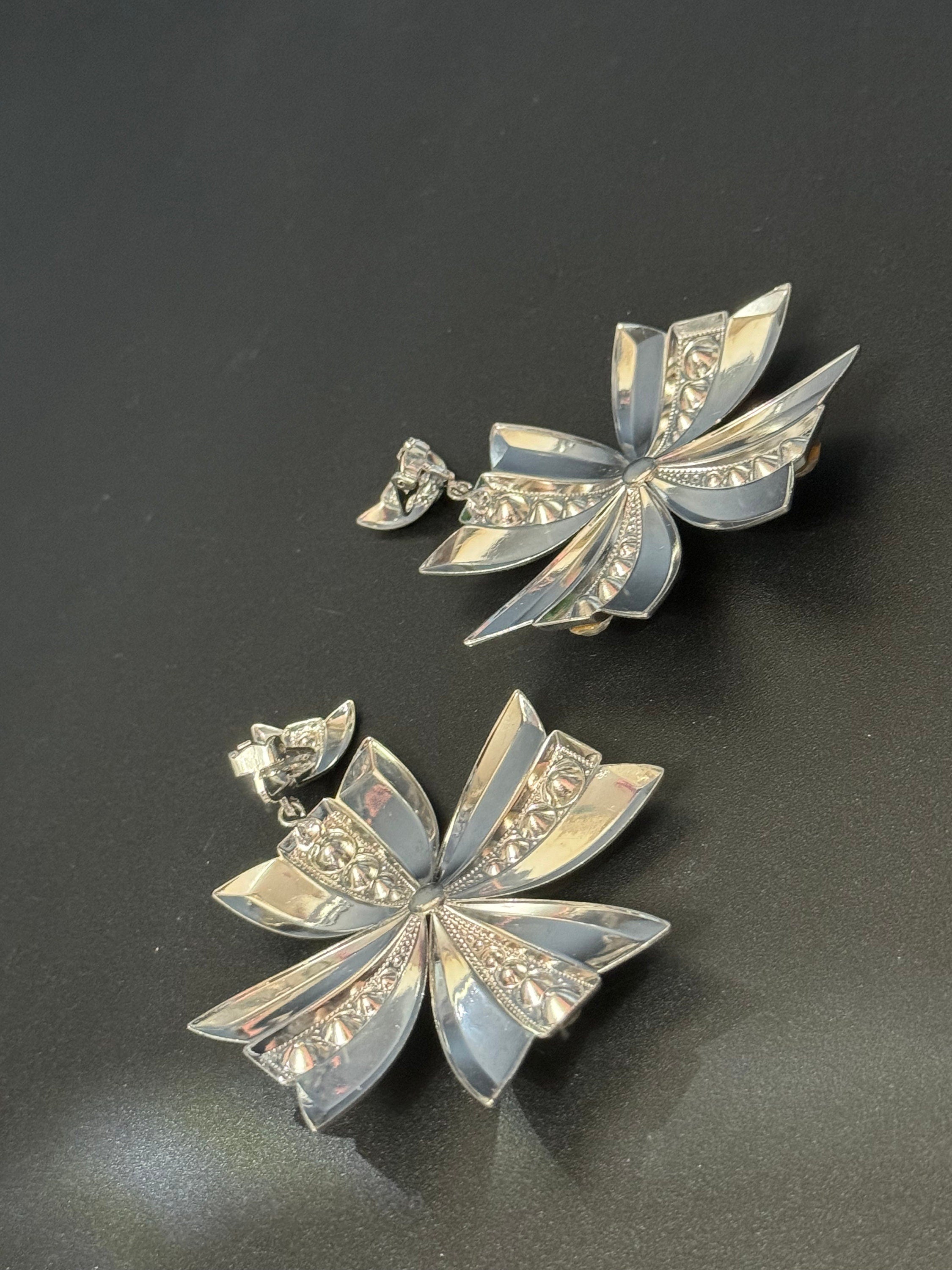 Vintage Diamanté Maltese Cross Clip On Earrings