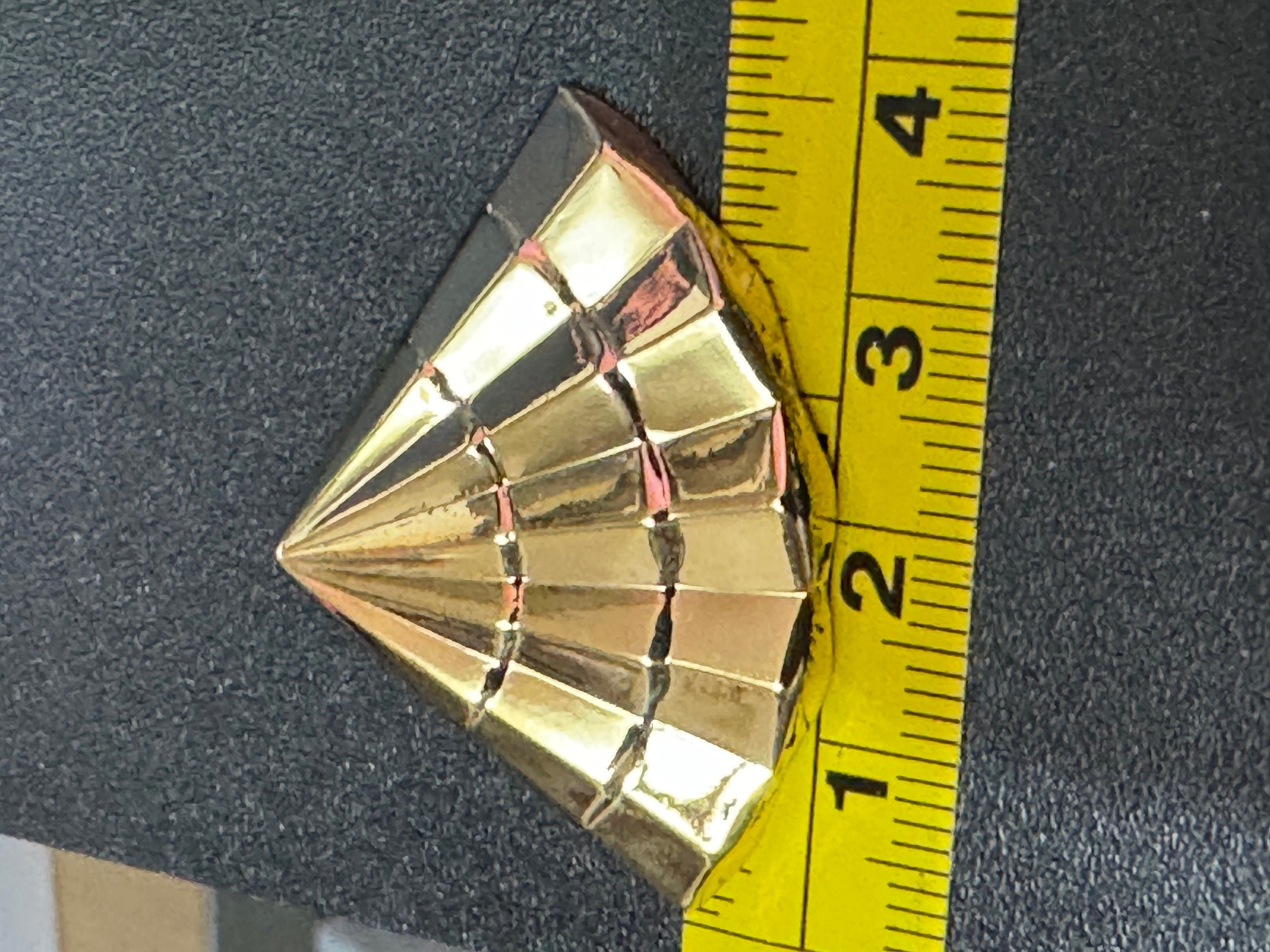 Gold FAN clip on earrings, 1980s geometric True vintage