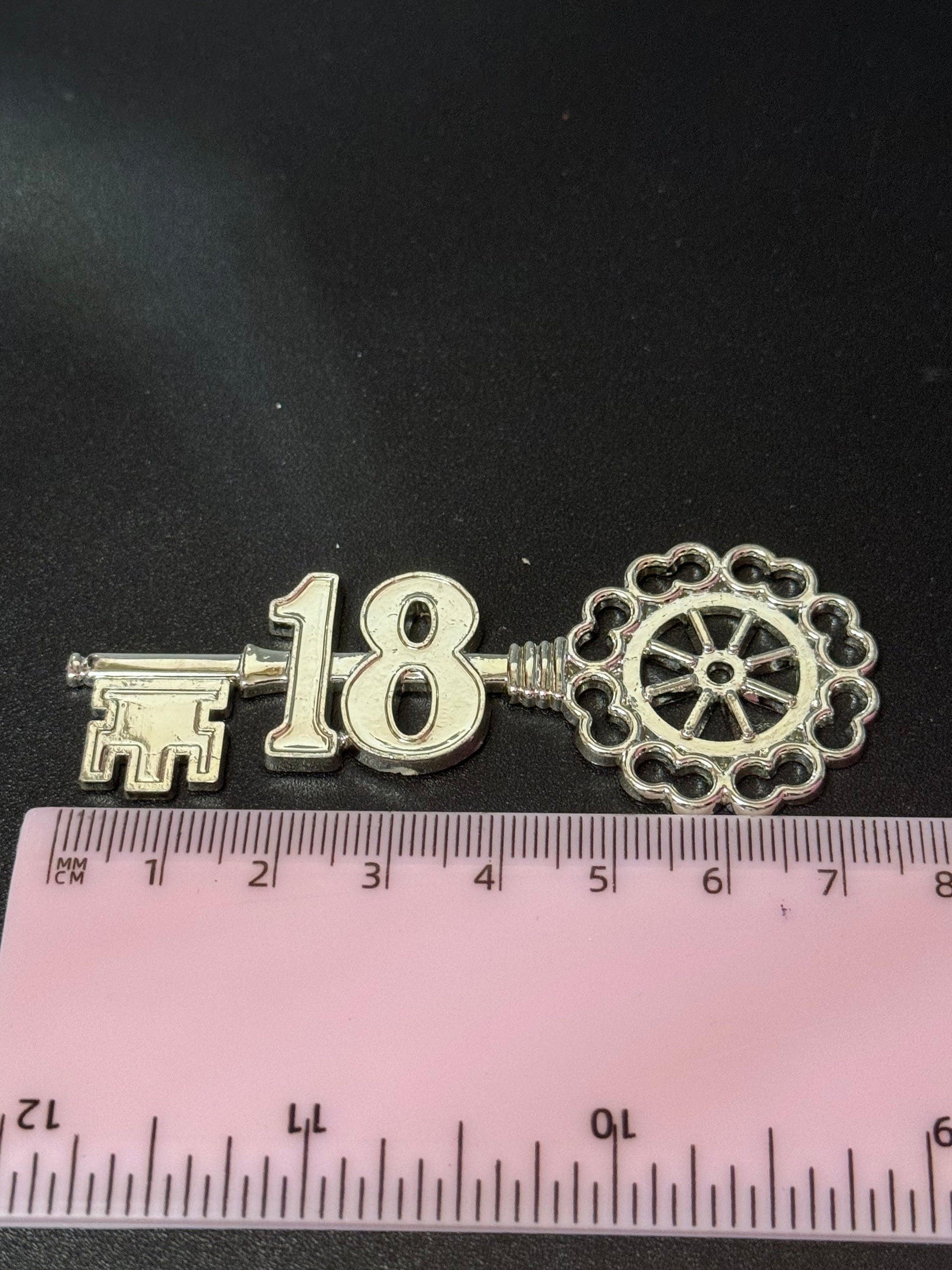 Vintage 18th Birthday Key to the Door silver Cake Decoration Happy Birthday Cake Topper Sign Home Baking