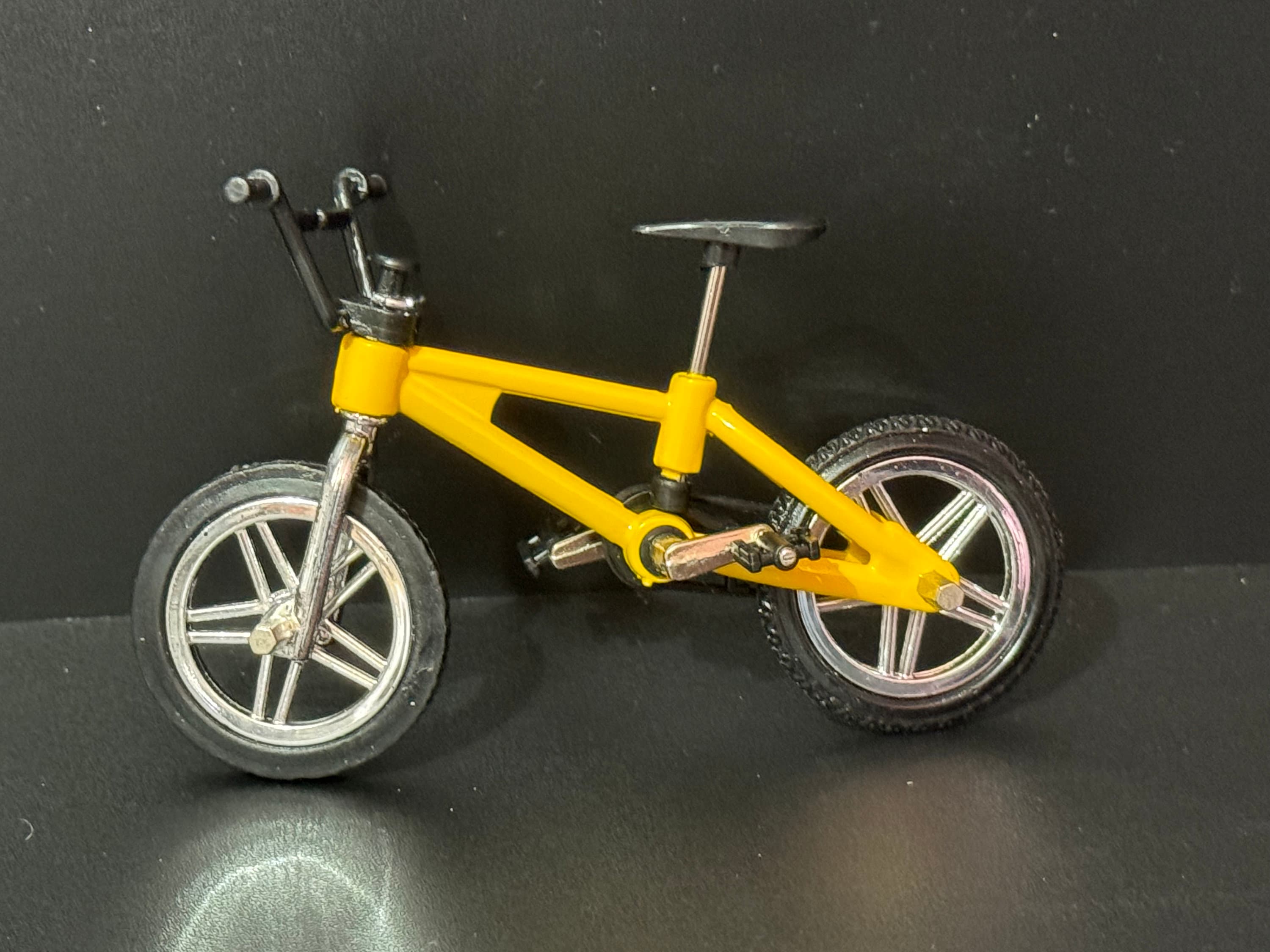 Miniature plastic light orange mountain bike BMX cake topper decoration