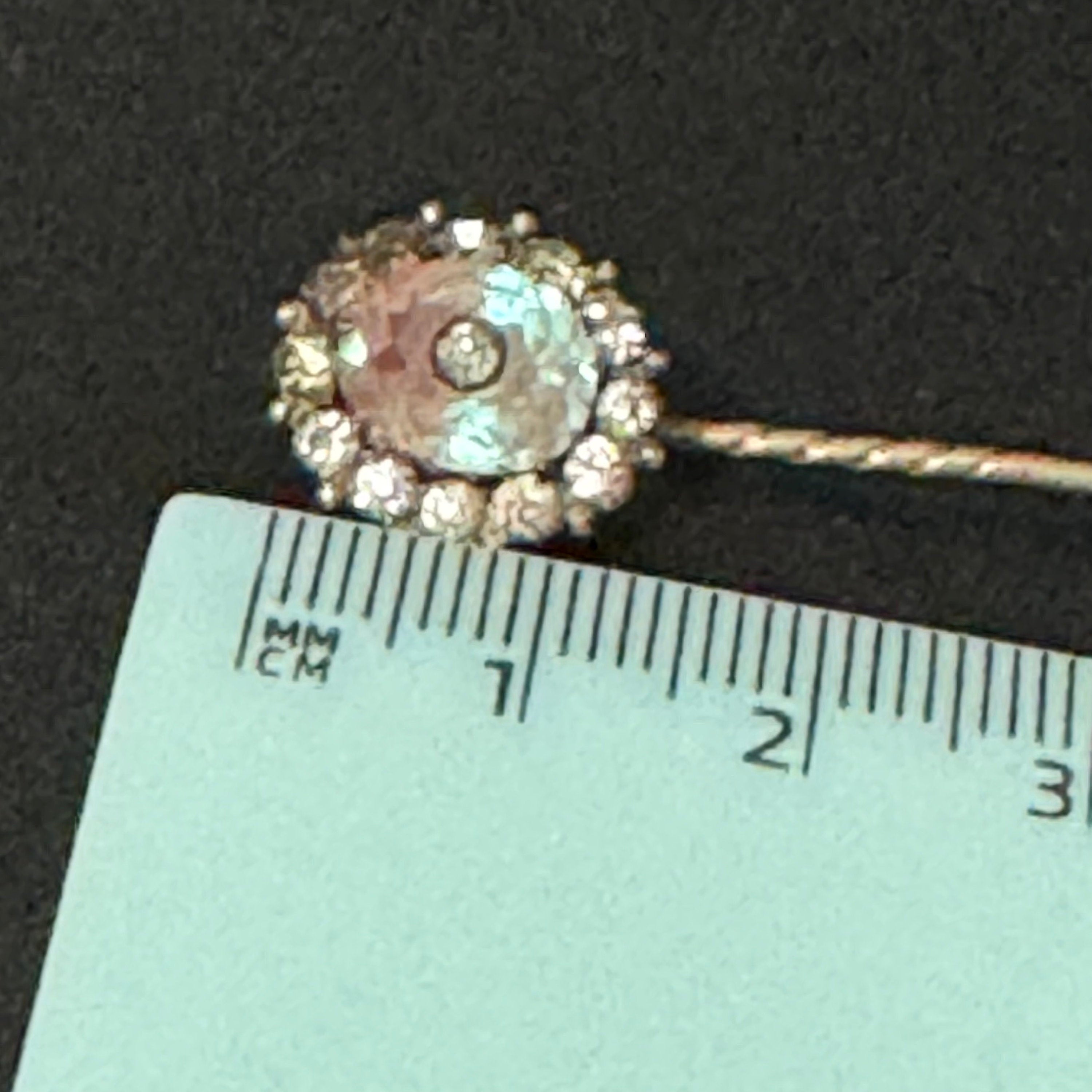 Antique Saphiret Gemstone Stick Pin: Silver & Gold Tone Cravat Pin