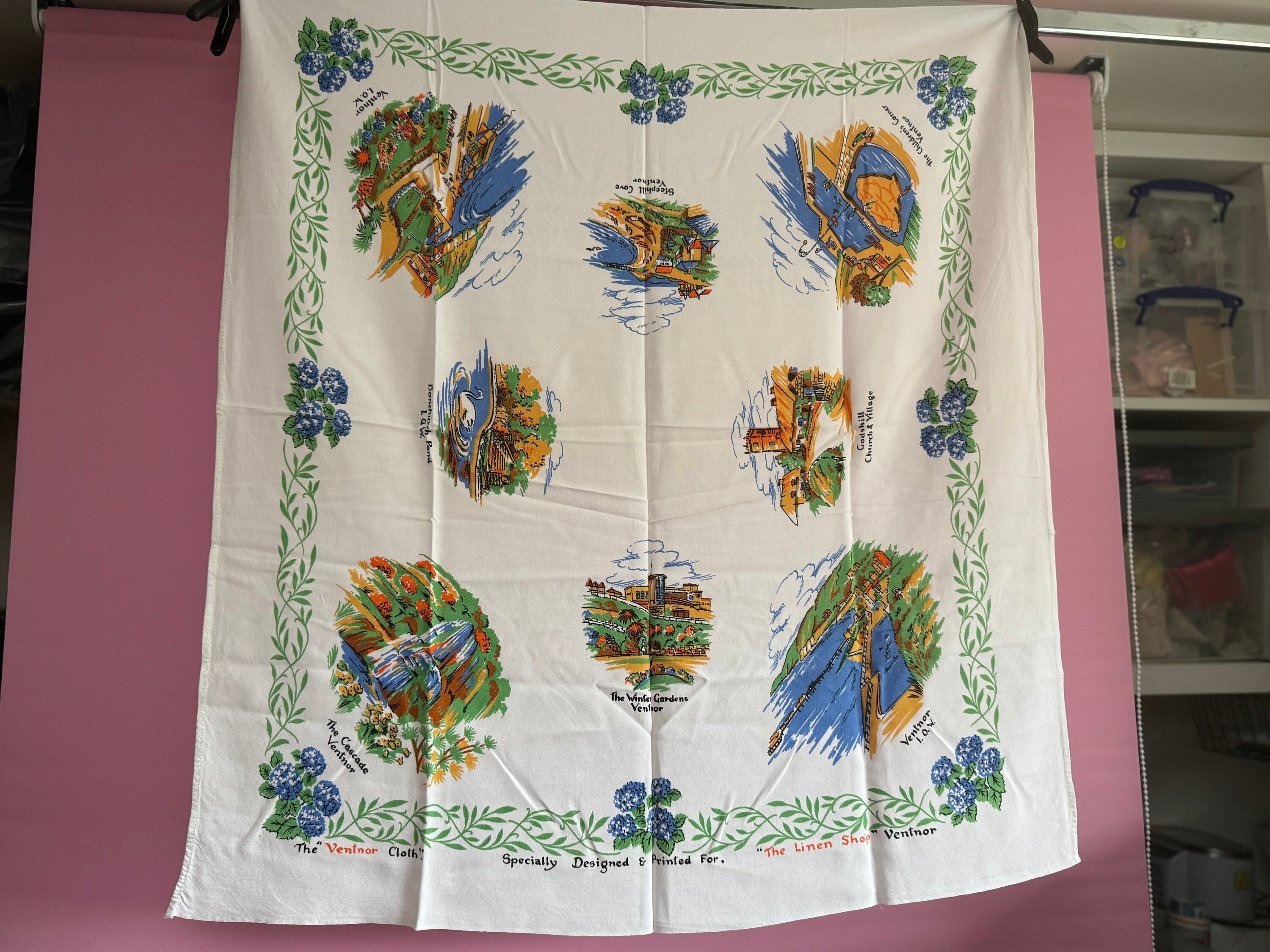 Vintage East Anglia Souvenir Tablecloth: Norwich & Yarmouth Landmarks