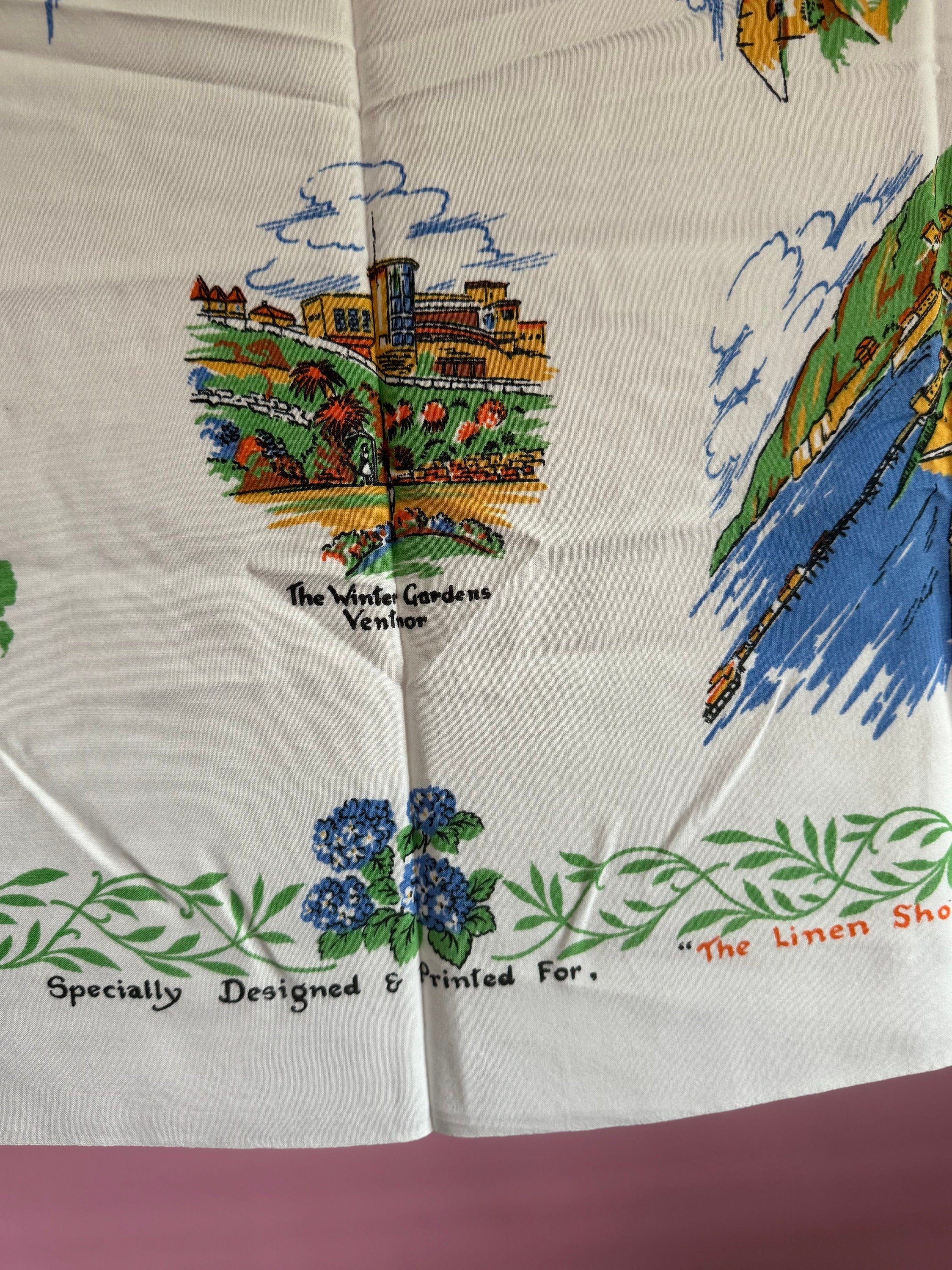 Vintage East Anglia Souvenir Tablecloth: Norwich & Yarmouth Landmarks