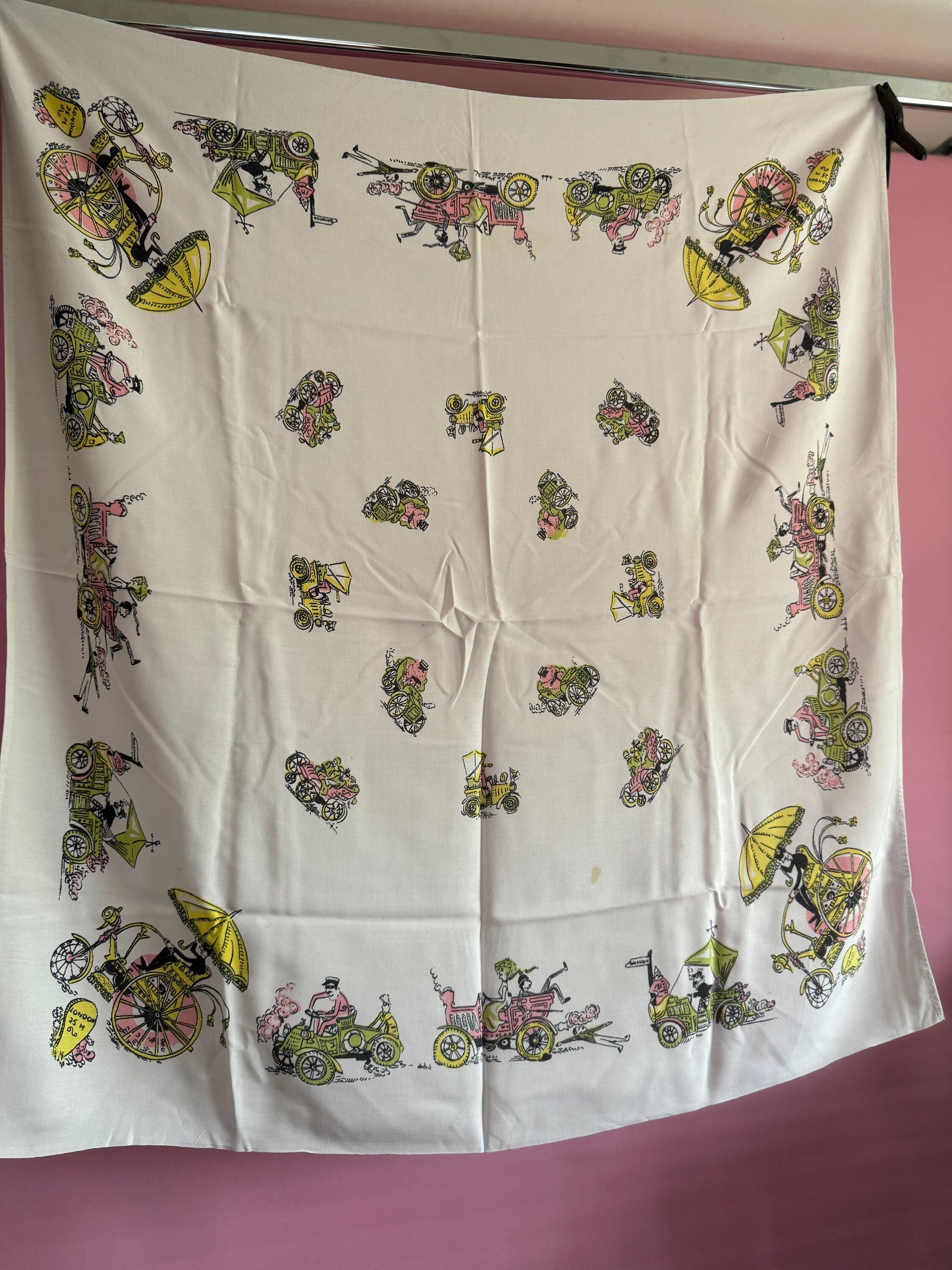 32” old cars transport Vintage printed tablecloth for tea party