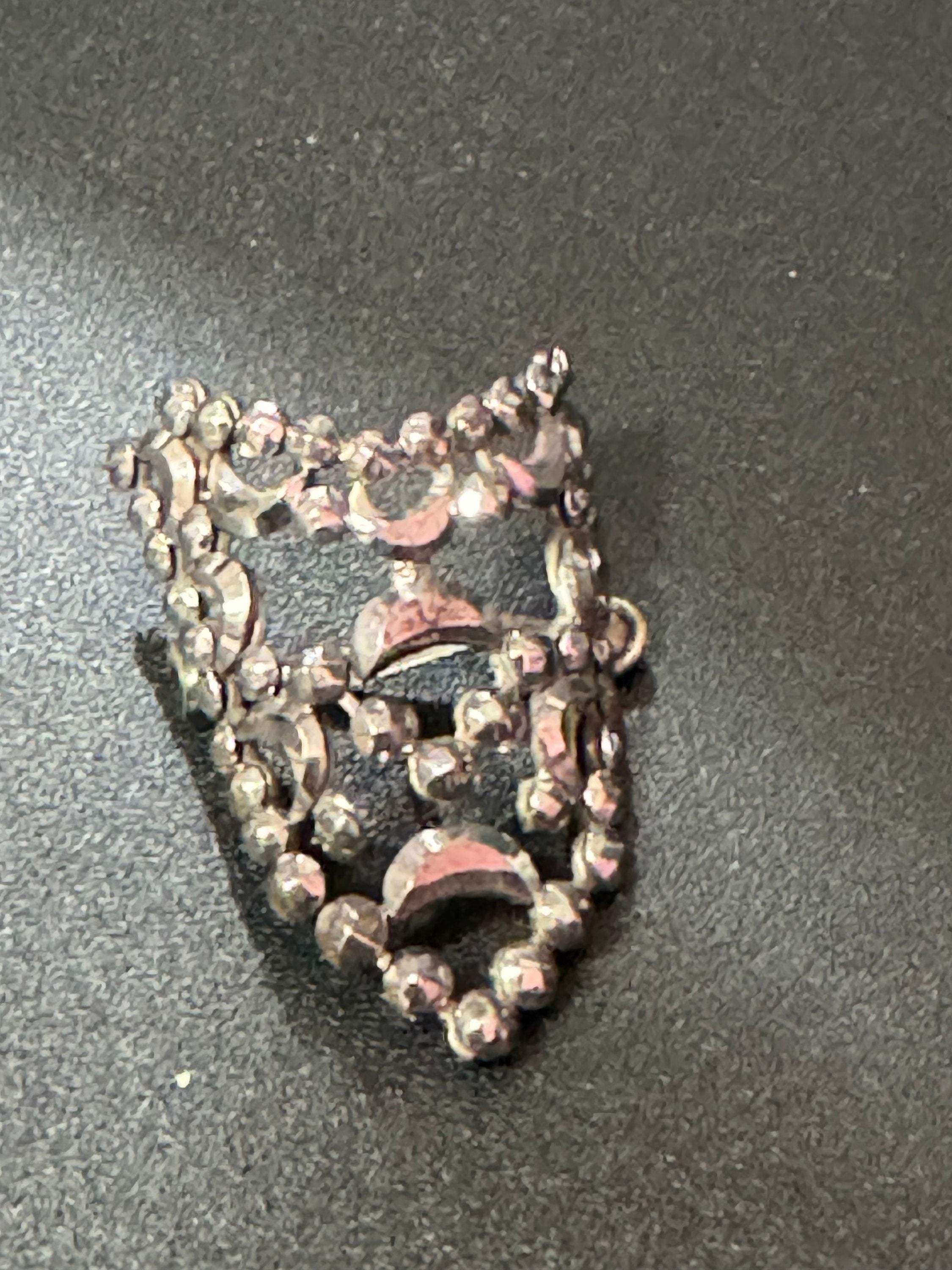 Antique Cut Steel Scarf Clip Ring Holder: Victorian Hinged Metal