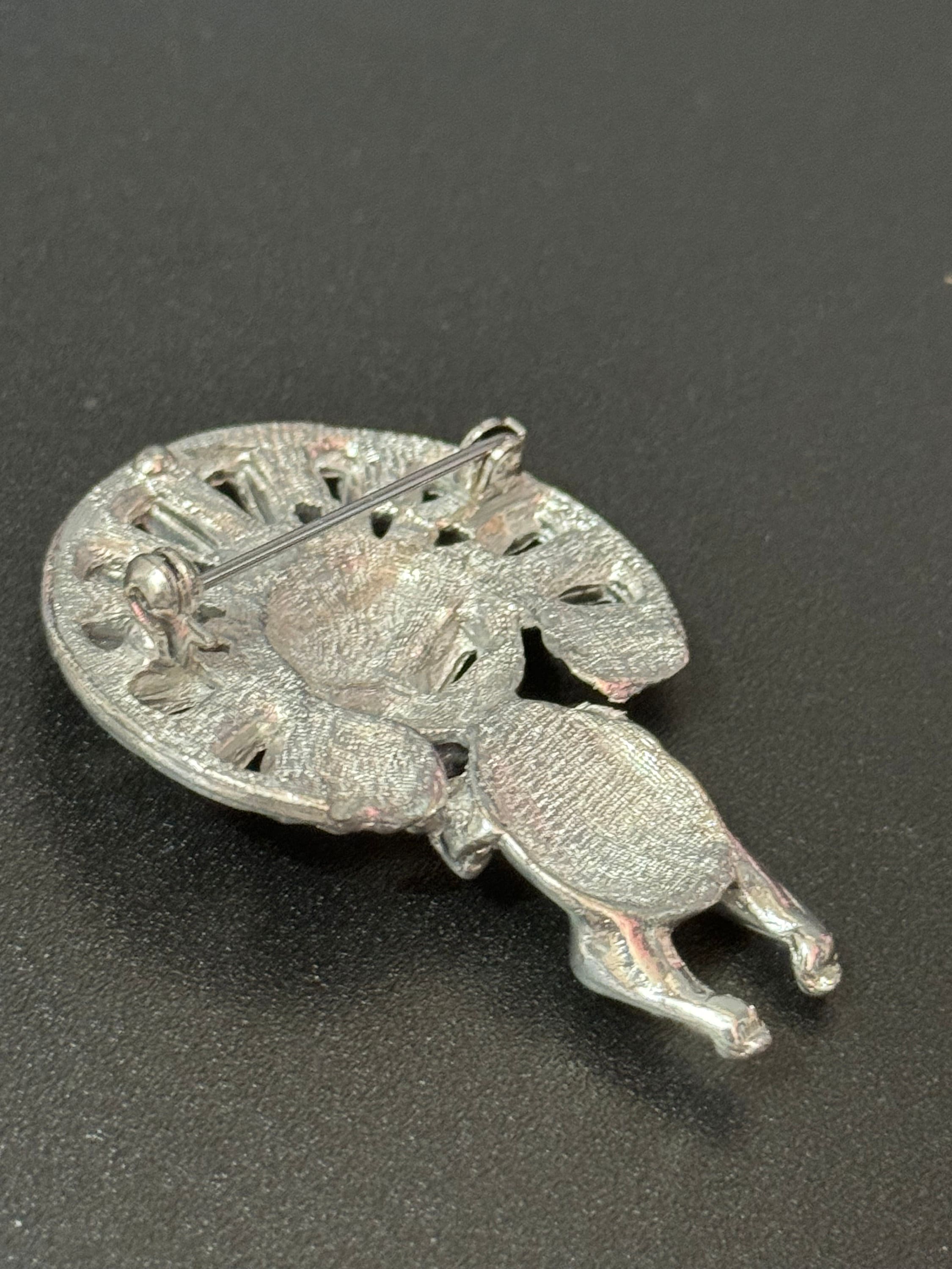 vintage silver tone Mayan Aztec Etruscan figure brooch