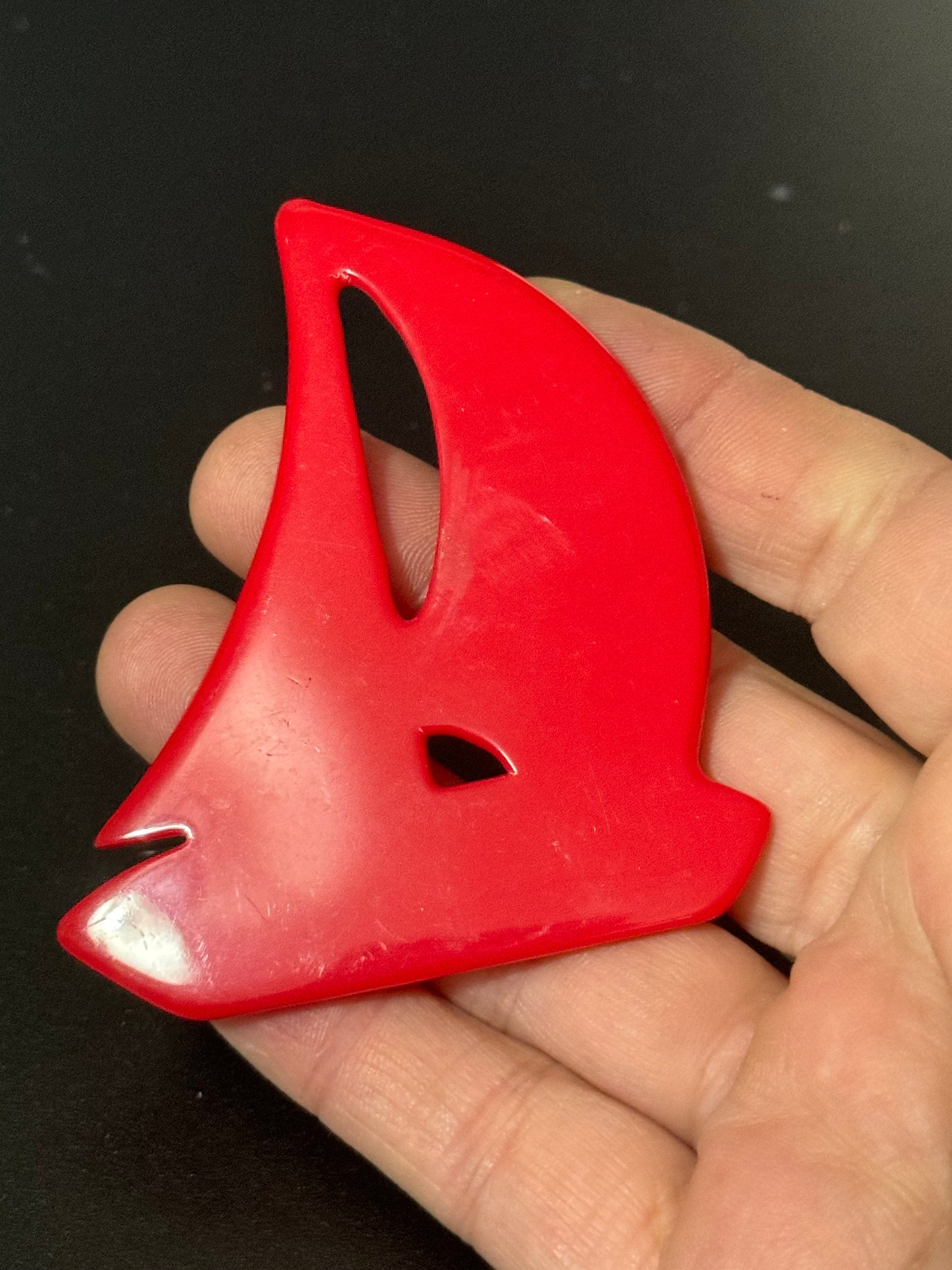 Oversized true vintage French early plastic celluloid red nautical sailing yacht boat Brooch