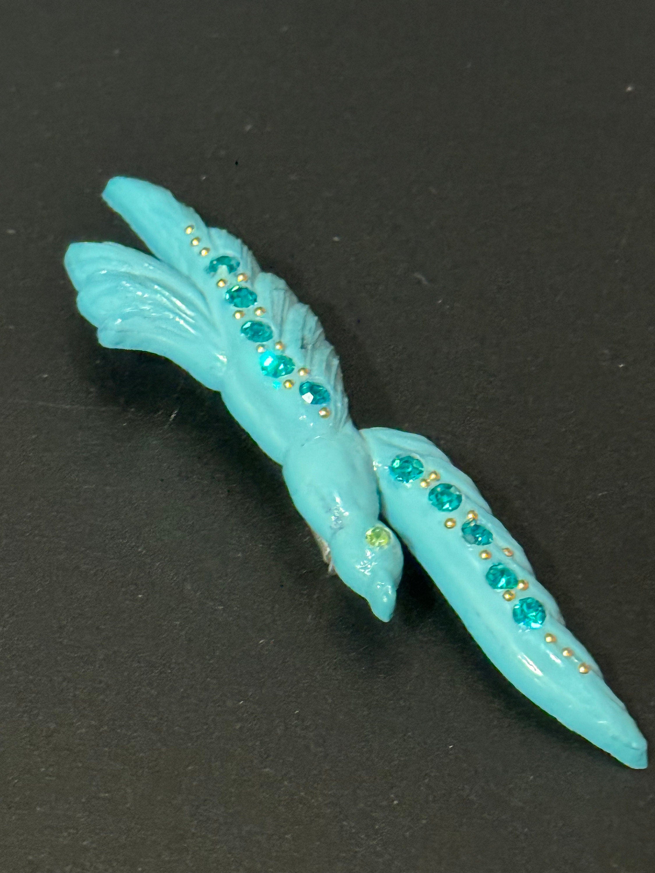 Oversized 9cm French early plastic turquoise blue nautical flying seagull bird Brooch