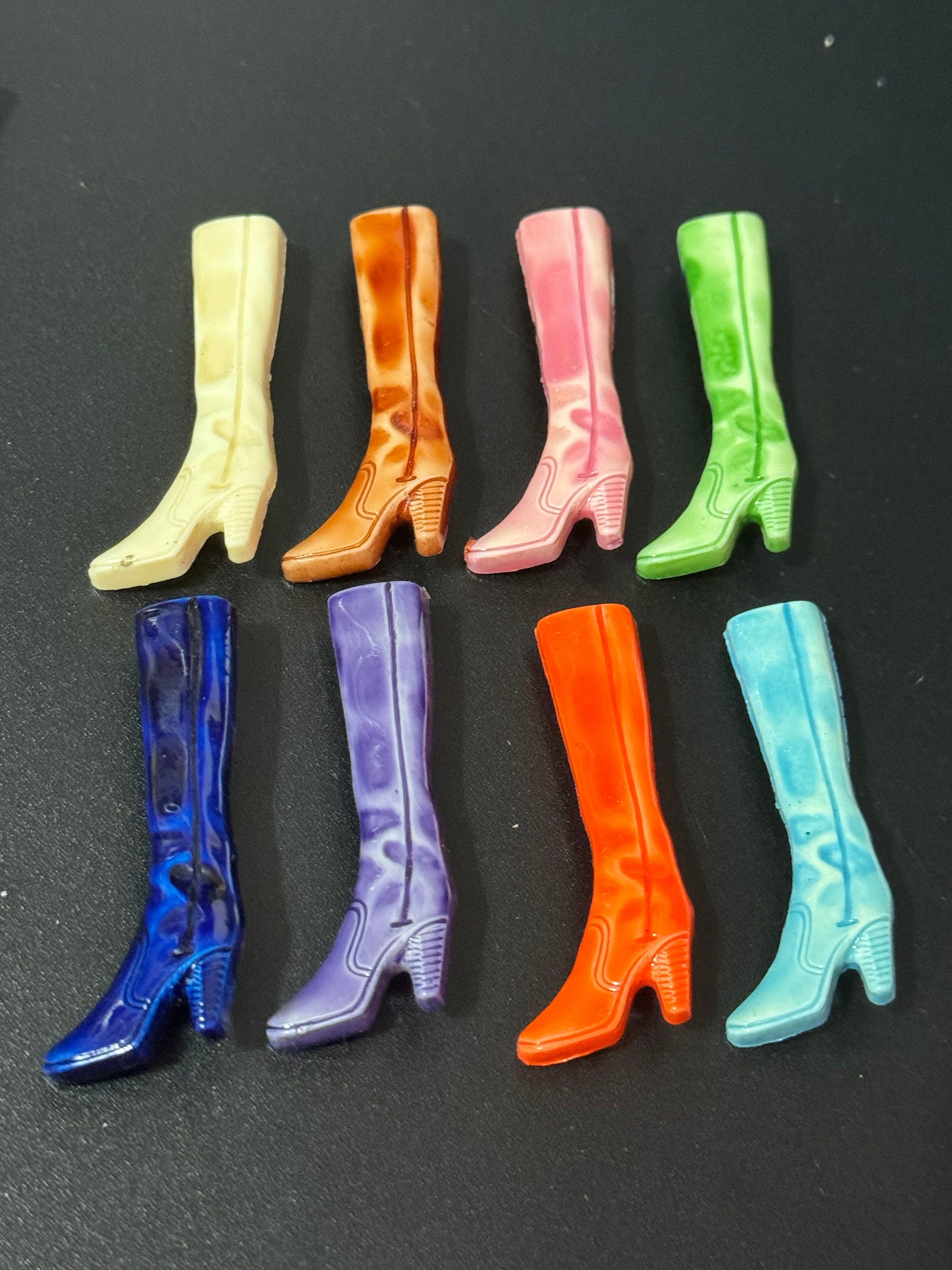 5cm vintage novelty French early plastic celluloid coloured ladies boots Brooch