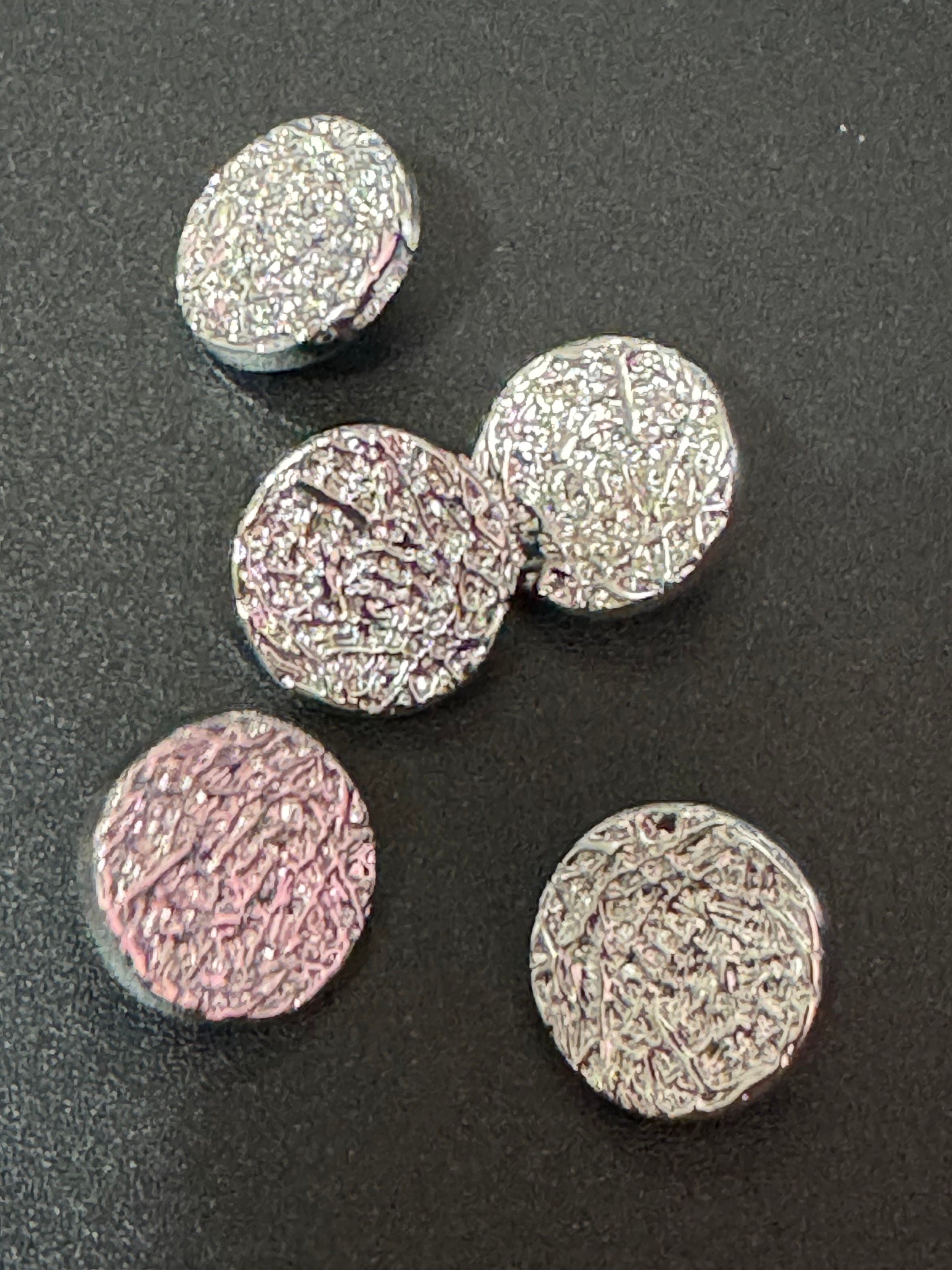 15mm silver textured buttons, metal ideal for blazers and cardigans, pack of 5