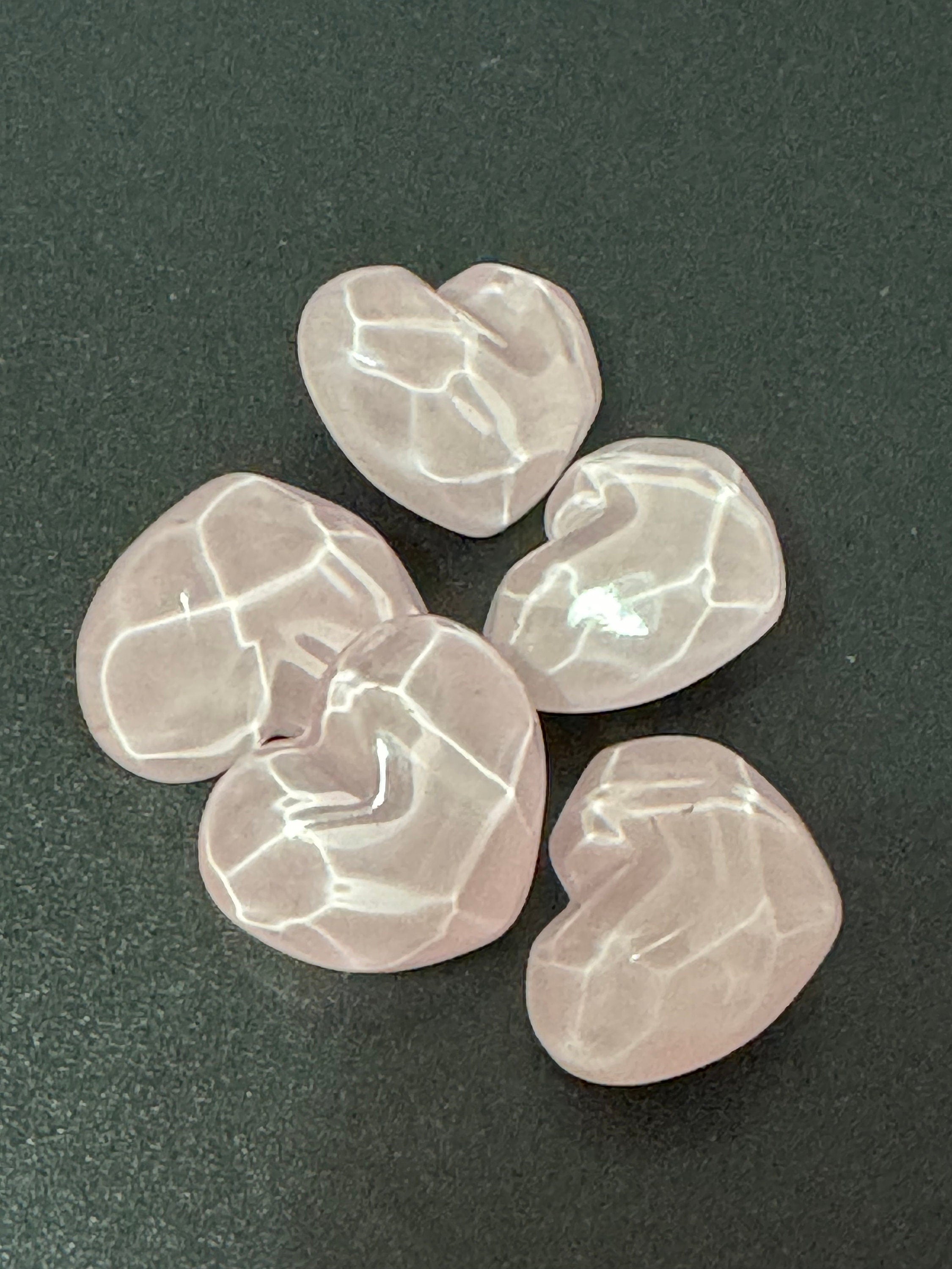 Pale Pink Acrylic Heart Buttons: 21mm Ripple Shank, 10 pc Pack