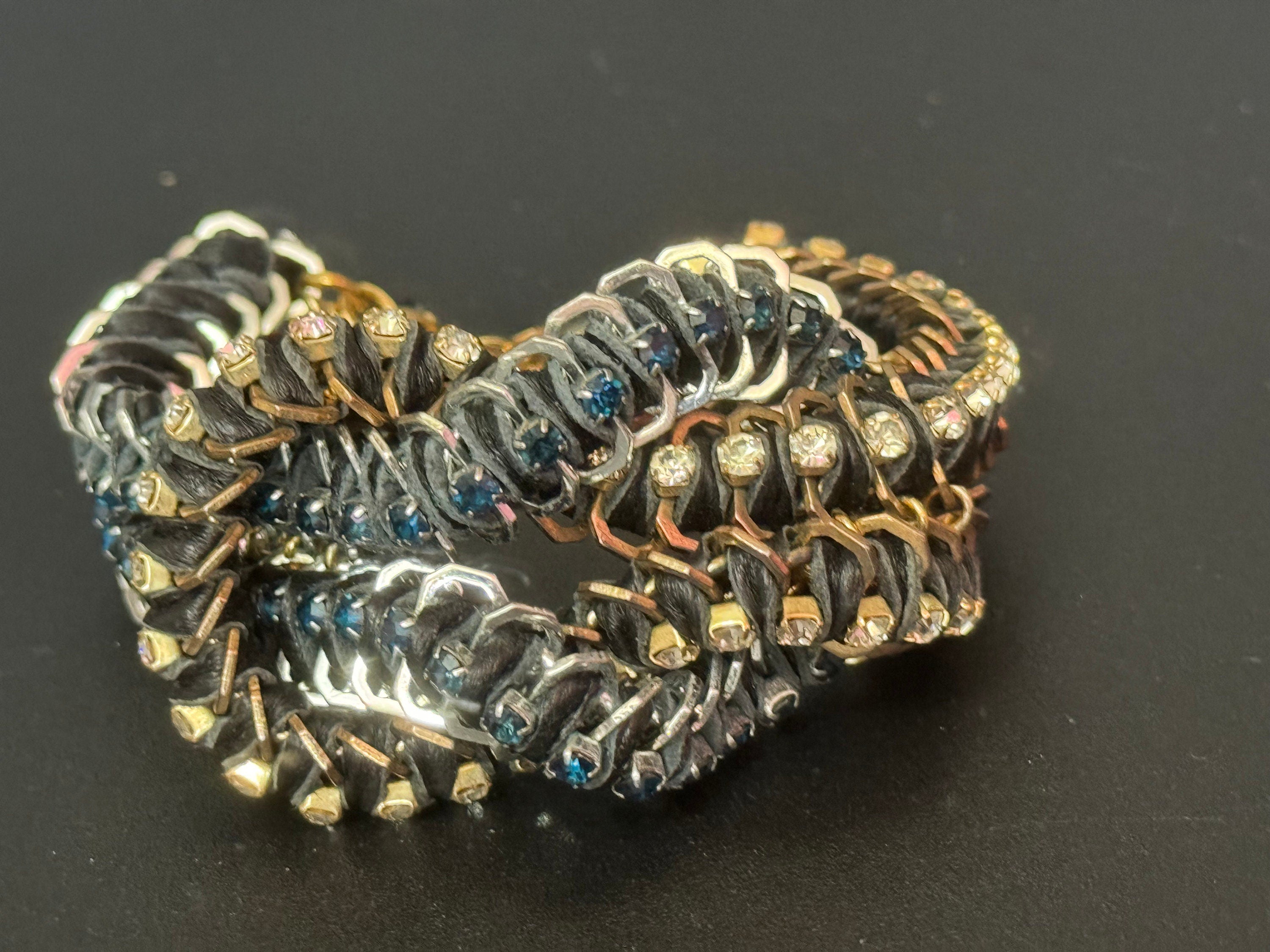 Retro Swarovski Crystal Cocktail Bracelet: Silk Cord Knot Design