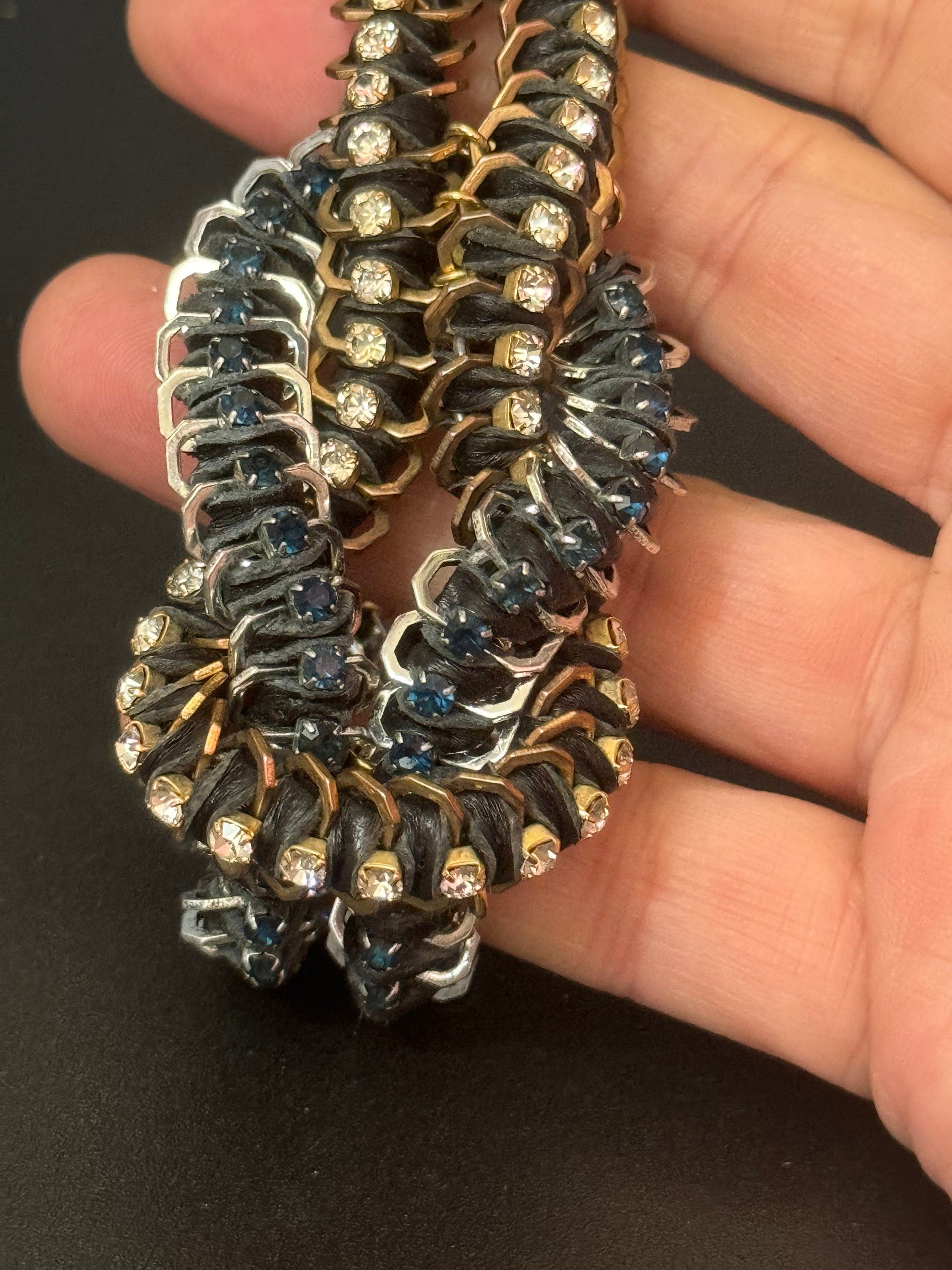 Retro Swarovski Crystal Cocktail Bracelet: Silk Cord Knot Design