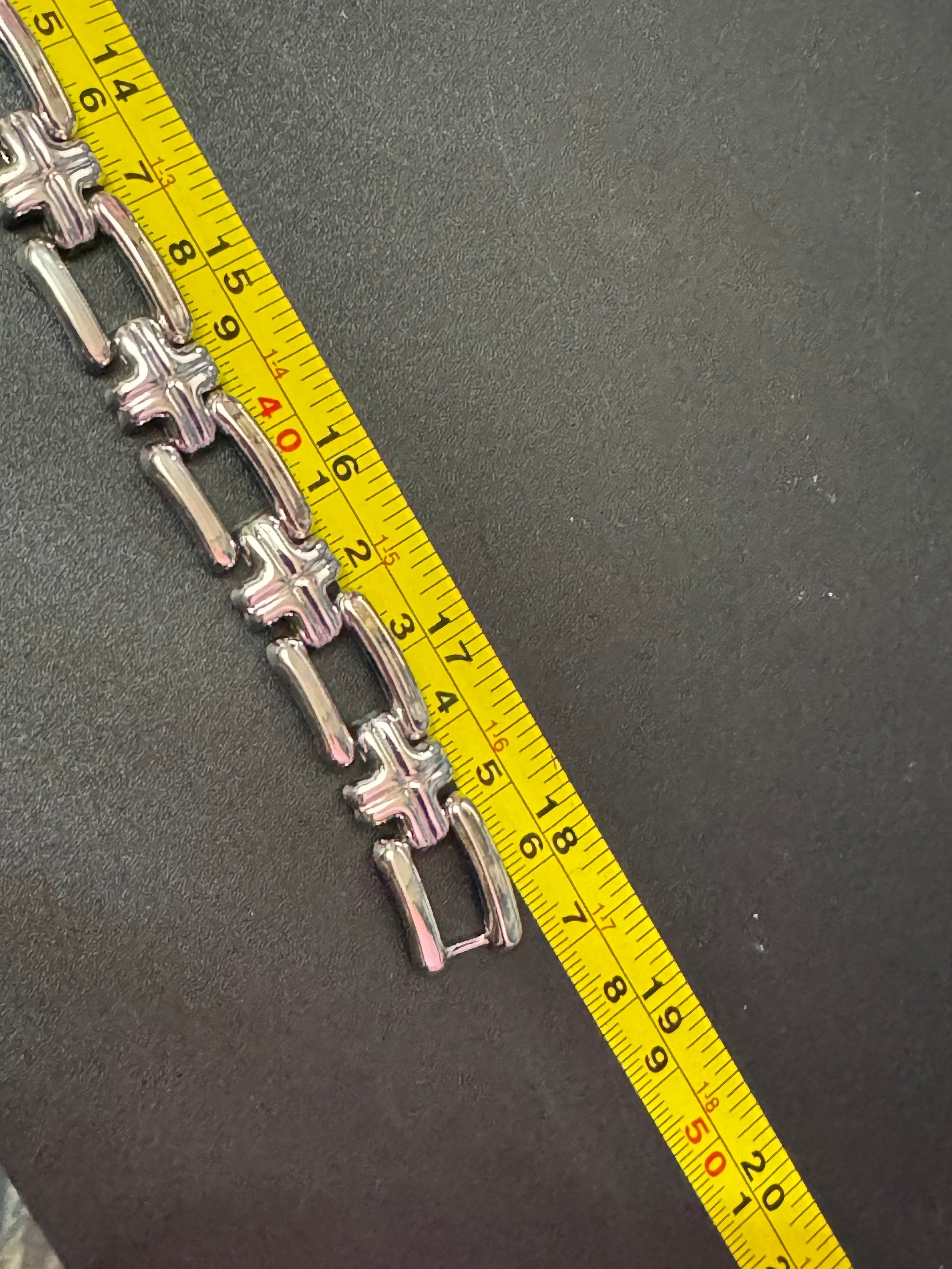 Vintage 1980s silver tone wide choker necklace old shop stock 45 x 1.5cm