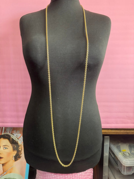 60” extra long 1980s gold tone cable link plain chain necklace for layering charms