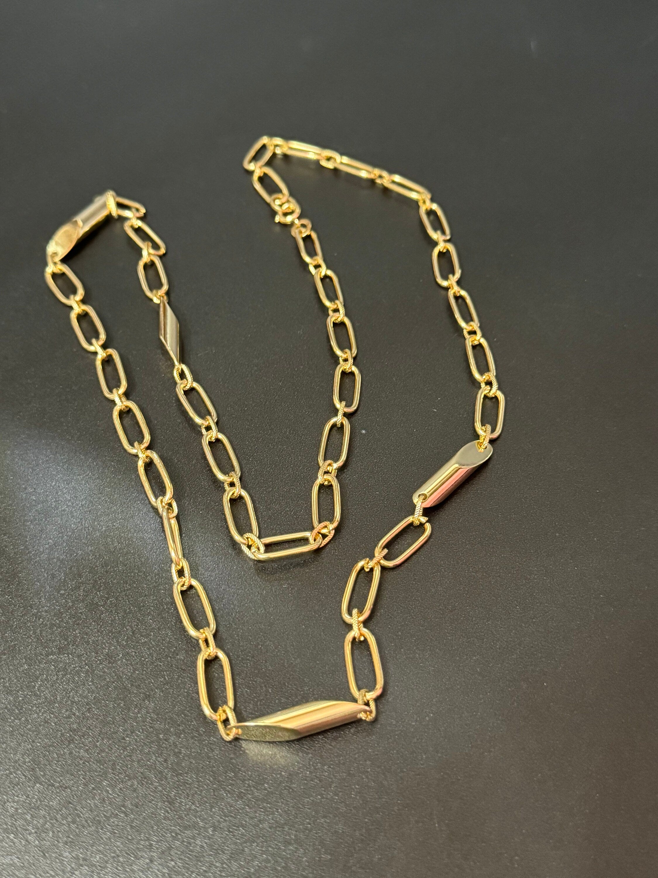 23” 76cm long gold chain station necklace for layering, 1980s vintage