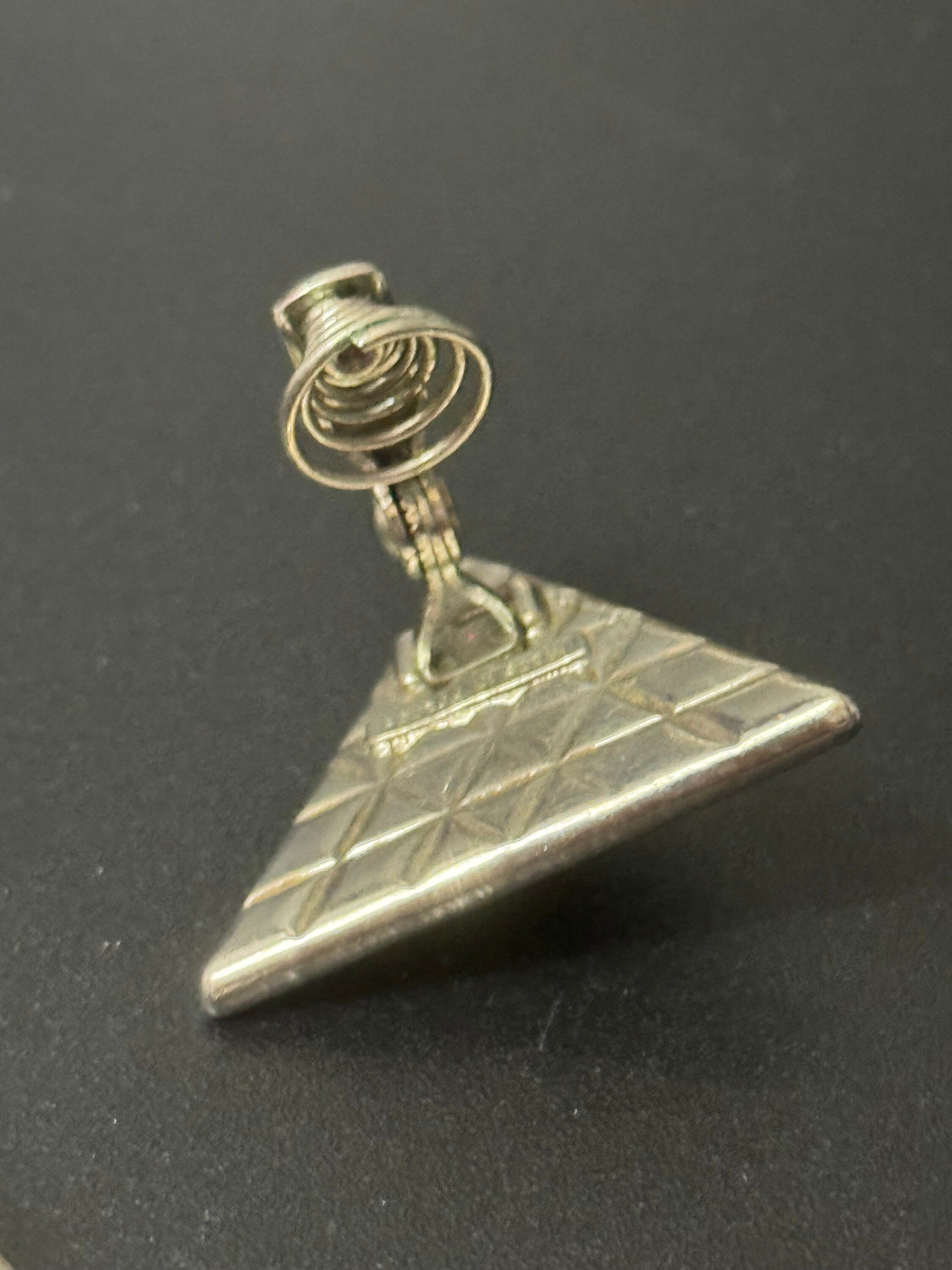 Vintage YSL Yves Saint Laurent 3cm silver tone triangle clip on earrings with yellow cabochons