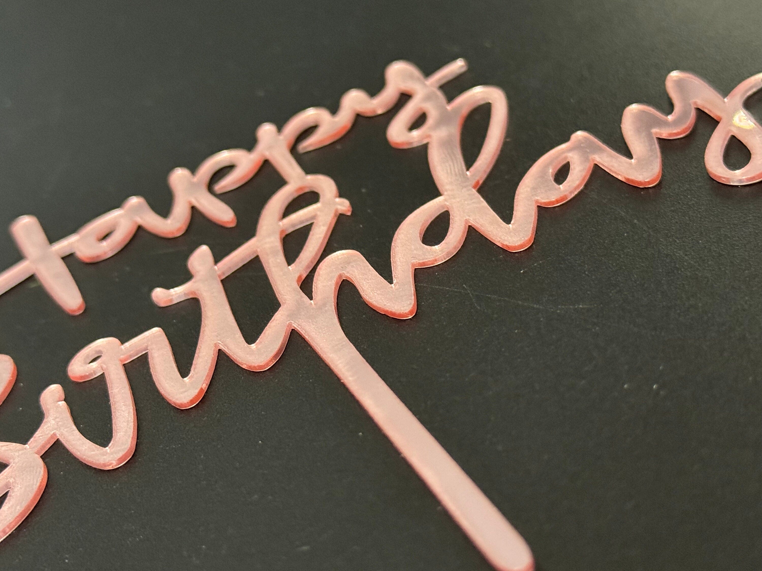 Blush pink Happy Birthday Cake Topper reusable metallic Acrylic