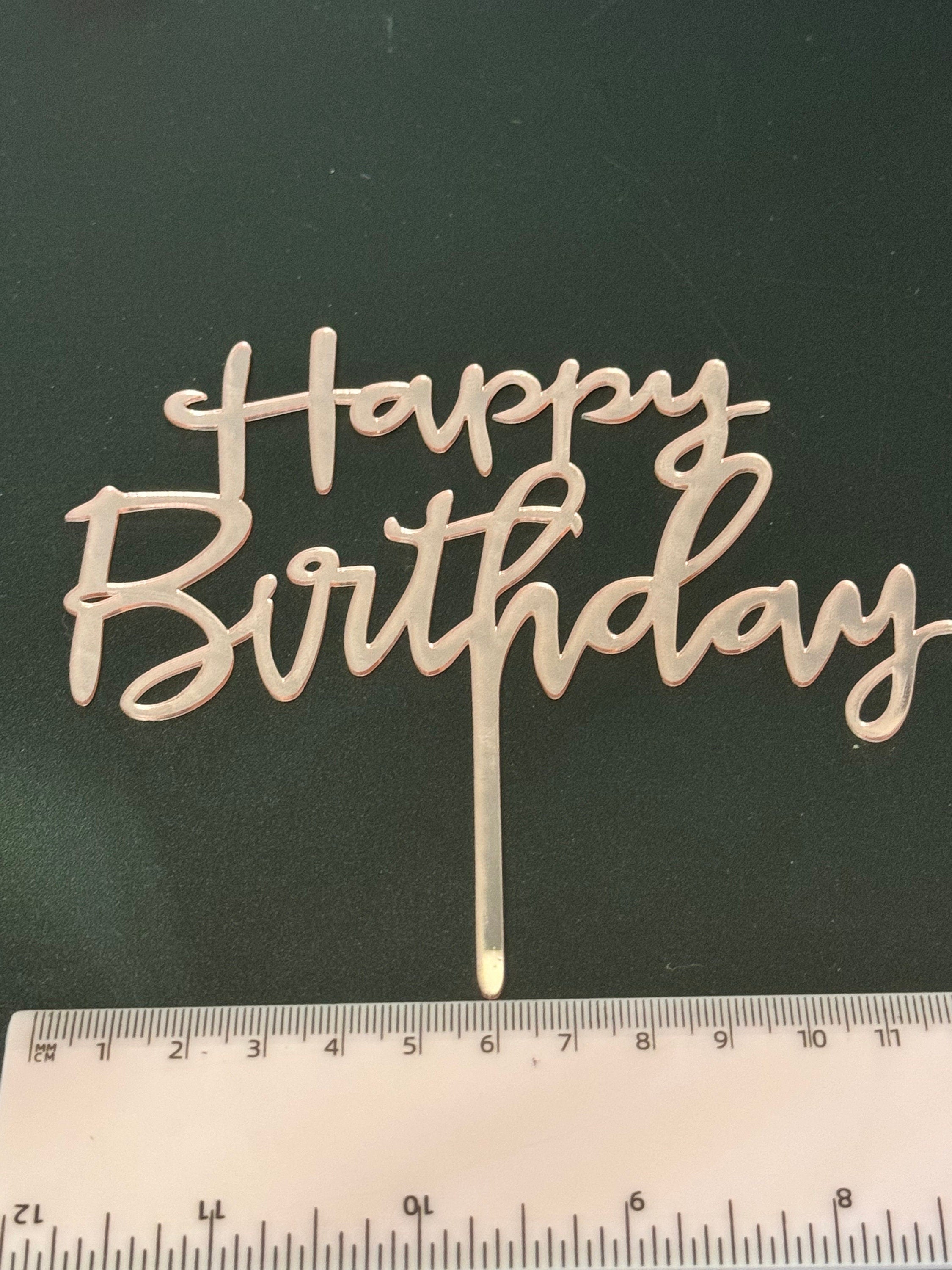 Blush pink Happy Birthday Cake Topper reusable metallic Acrylic