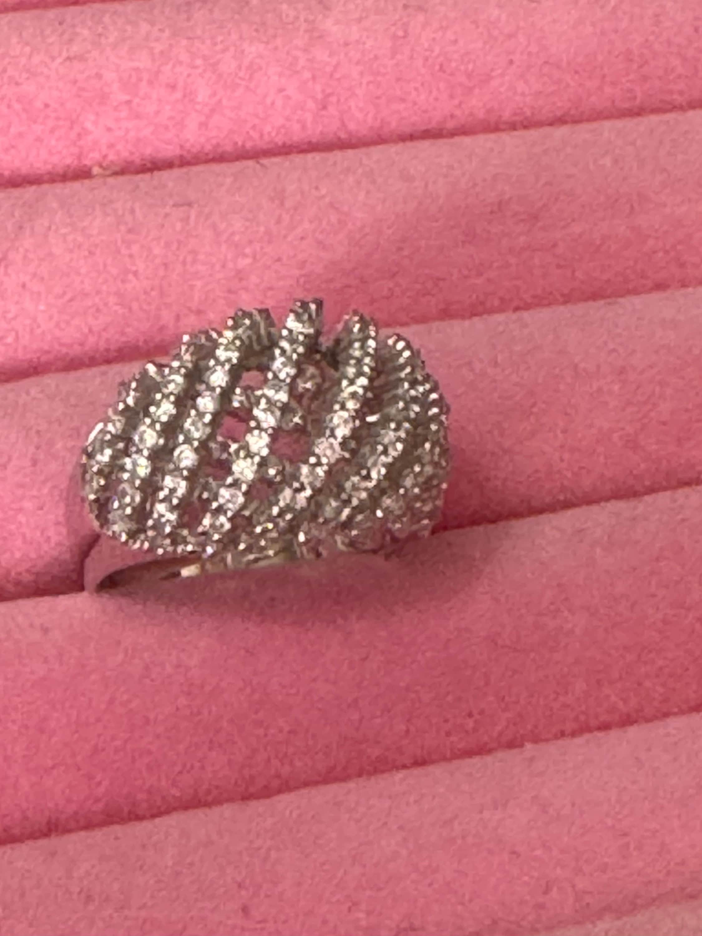 Sterling Silver Diamonique CZ Cocktail Ring - UK Size P