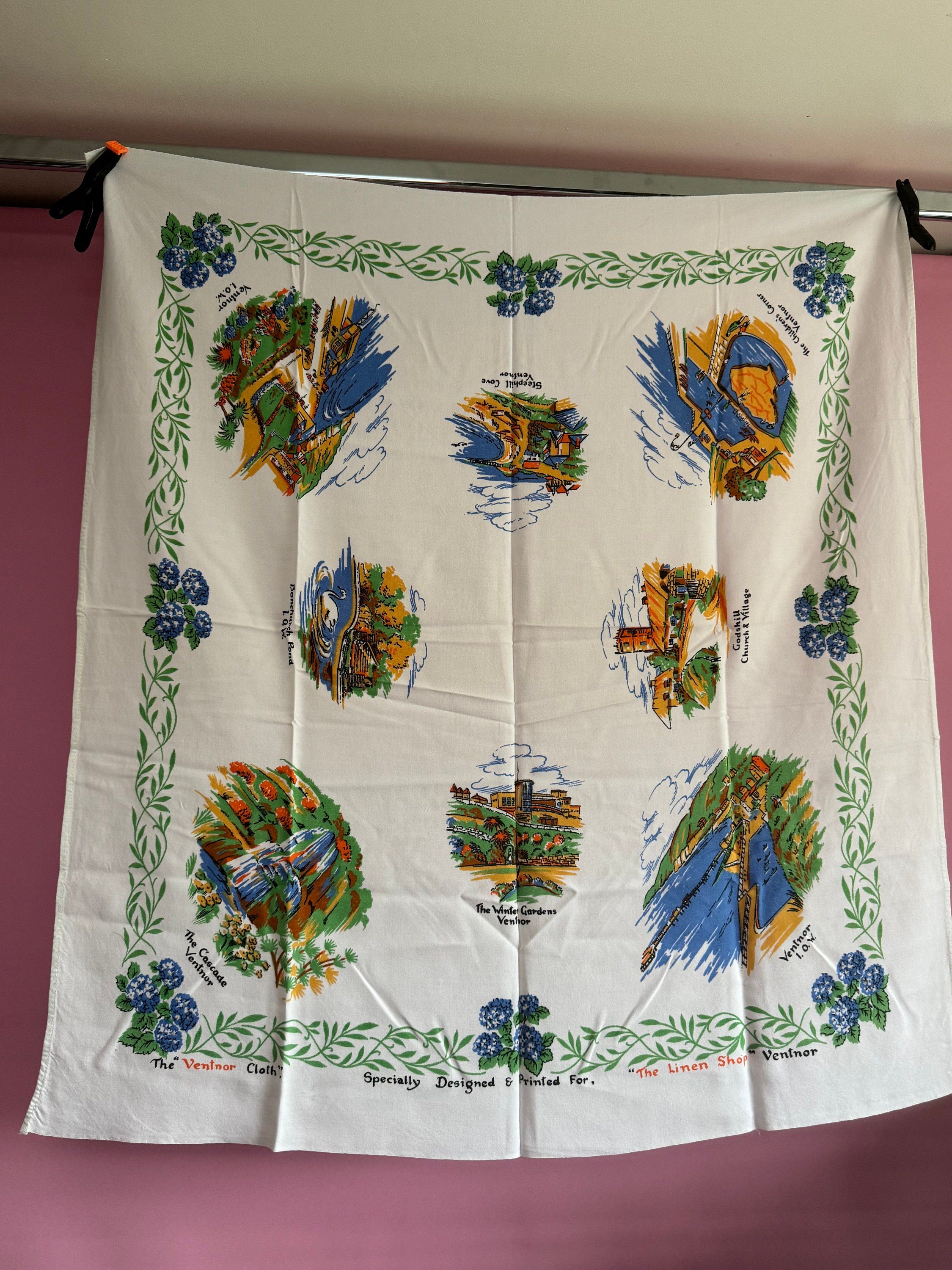 Vintage East Anglia Souvenir Tablecloth: Norwich & Yarmouth Landmarks