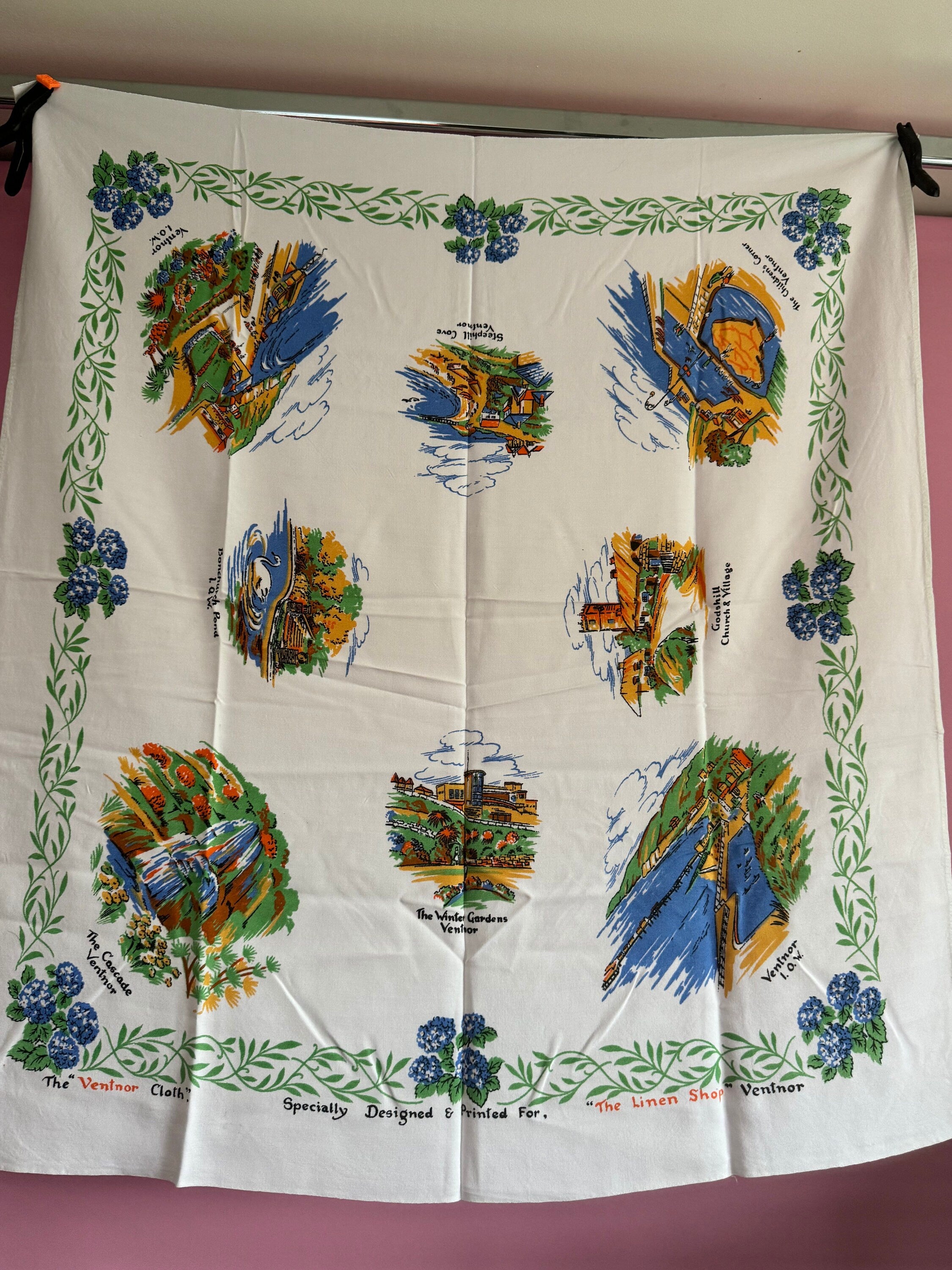 Vintage East Anglia Souvenir Tablecloth: Norwich & Yarmouth Landmarks
